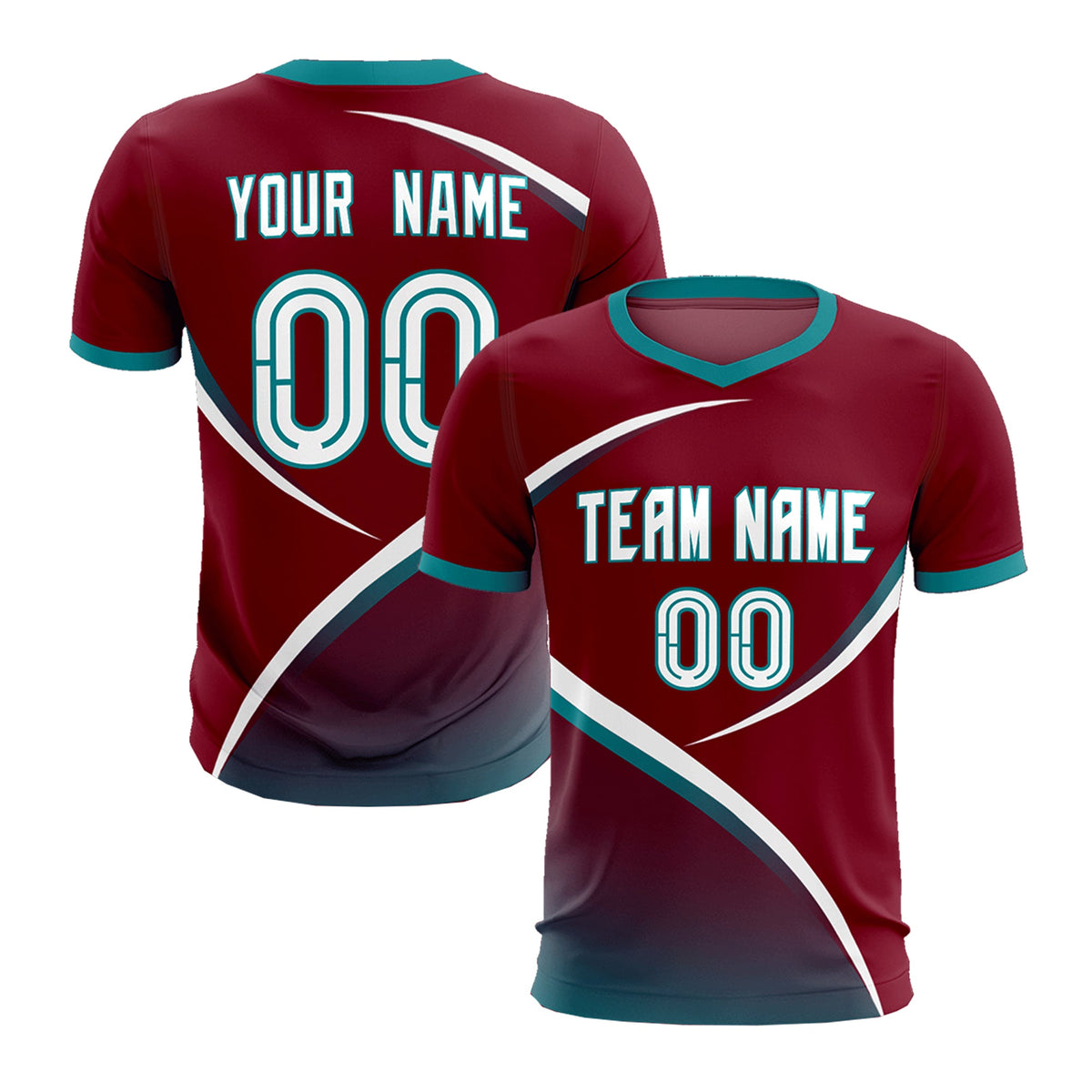 Custom Crimson Aqua Color Block Training Uniform For Men Football Kits Jersey