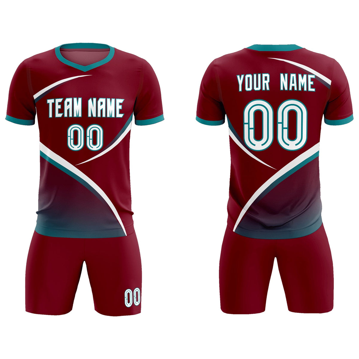 Custom Crimson Aqua Color Block Training Uniform For Men Football Kits Jersey