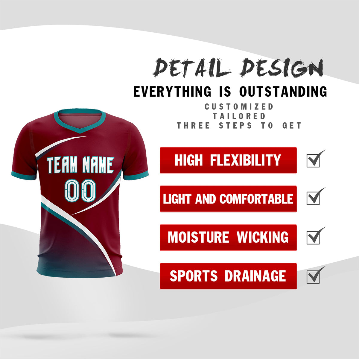 Custom Crimson Aqua Color Block Training Uniform For Men Football Kits Jersey