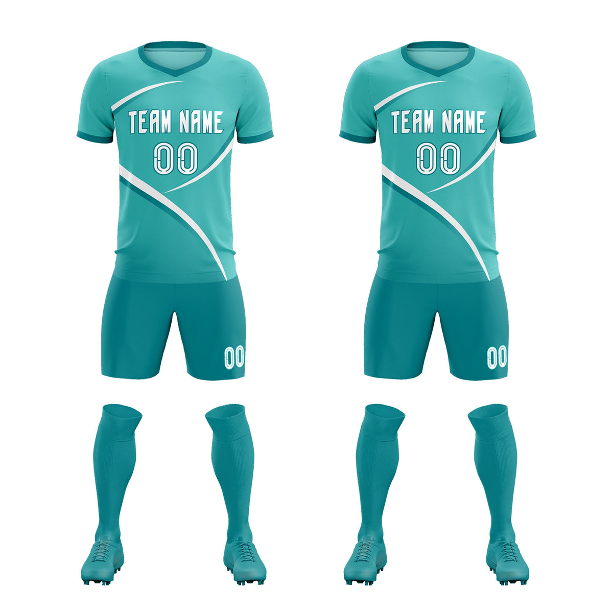 Custom Bright Green Aqua Color Block Training Uniform For Men Football Kits Jersey