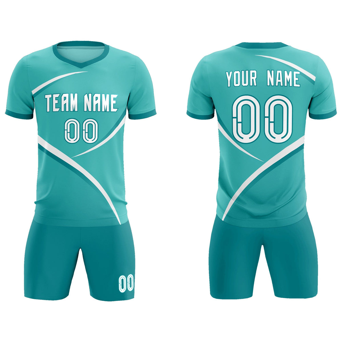 Custom Bright Green Aqua Color Block Training Uniform For Men Football Kits Jersey