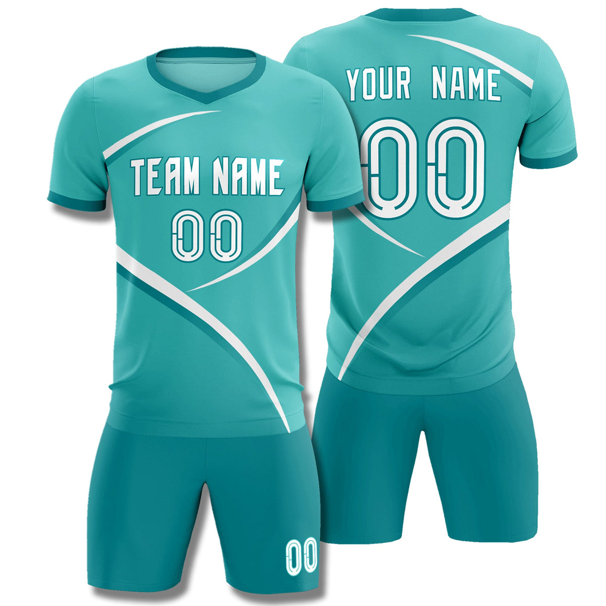 Custom Bright Green Aqua Color Block Training Uniform For Men Football Kits Jersey