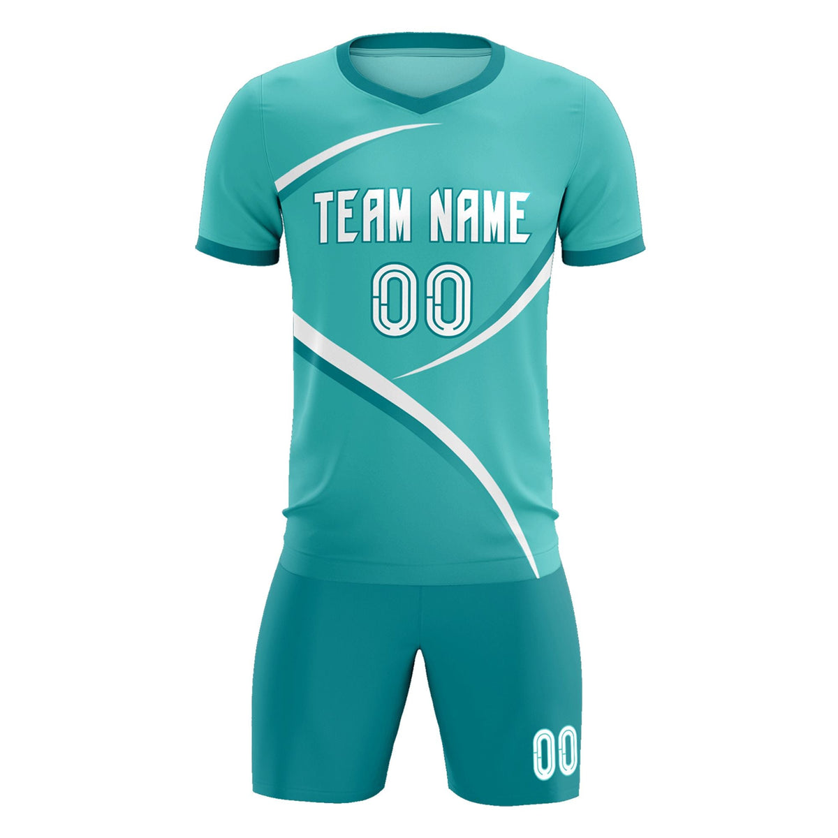 Custom Bright Green Aqua Color Block Training Uniform For Men Football Kits Jersey
