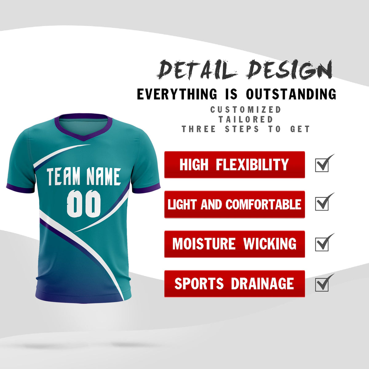 Custom Aqua Purple Color Block Training Uniform For Men Soccer Sets Jersey