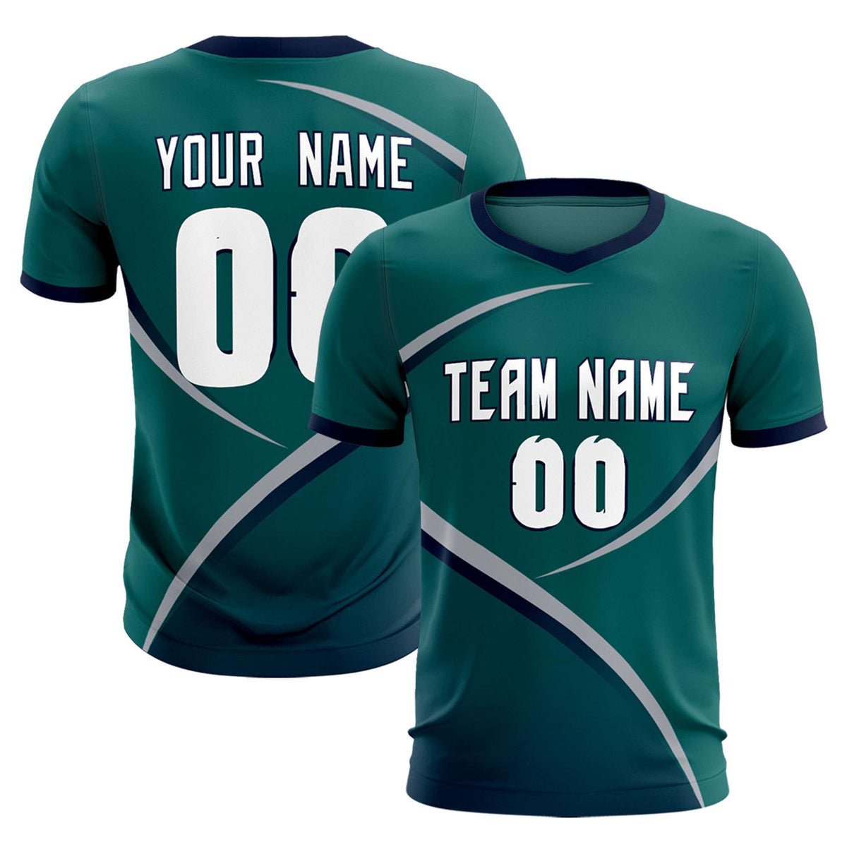 Custom Aqua Navy Color Block Training Uniform For Men Soccer Sets Jersey
