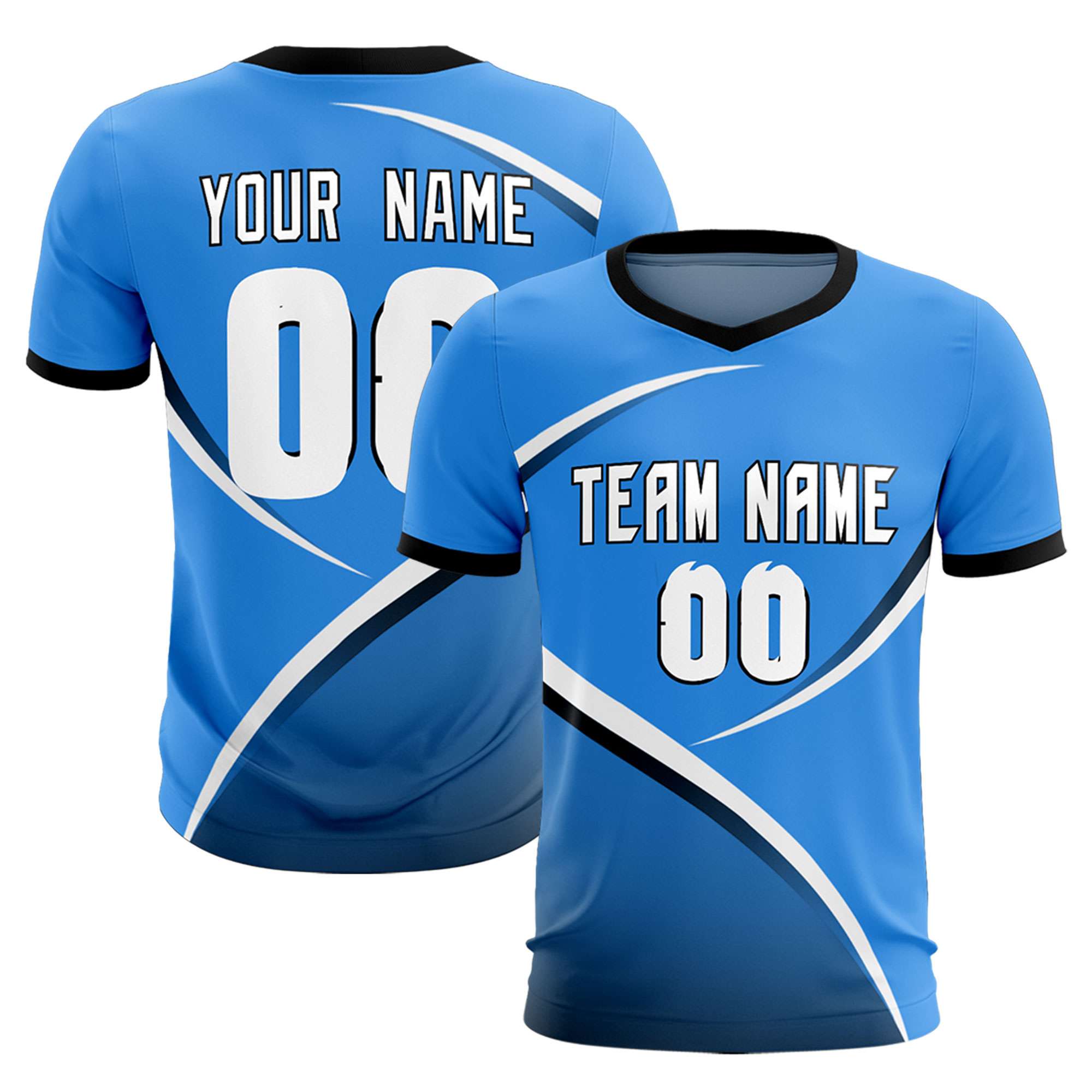 Custom Powder Blue Navy Color Block Training Uniform For Men Soccer Sets Jersey