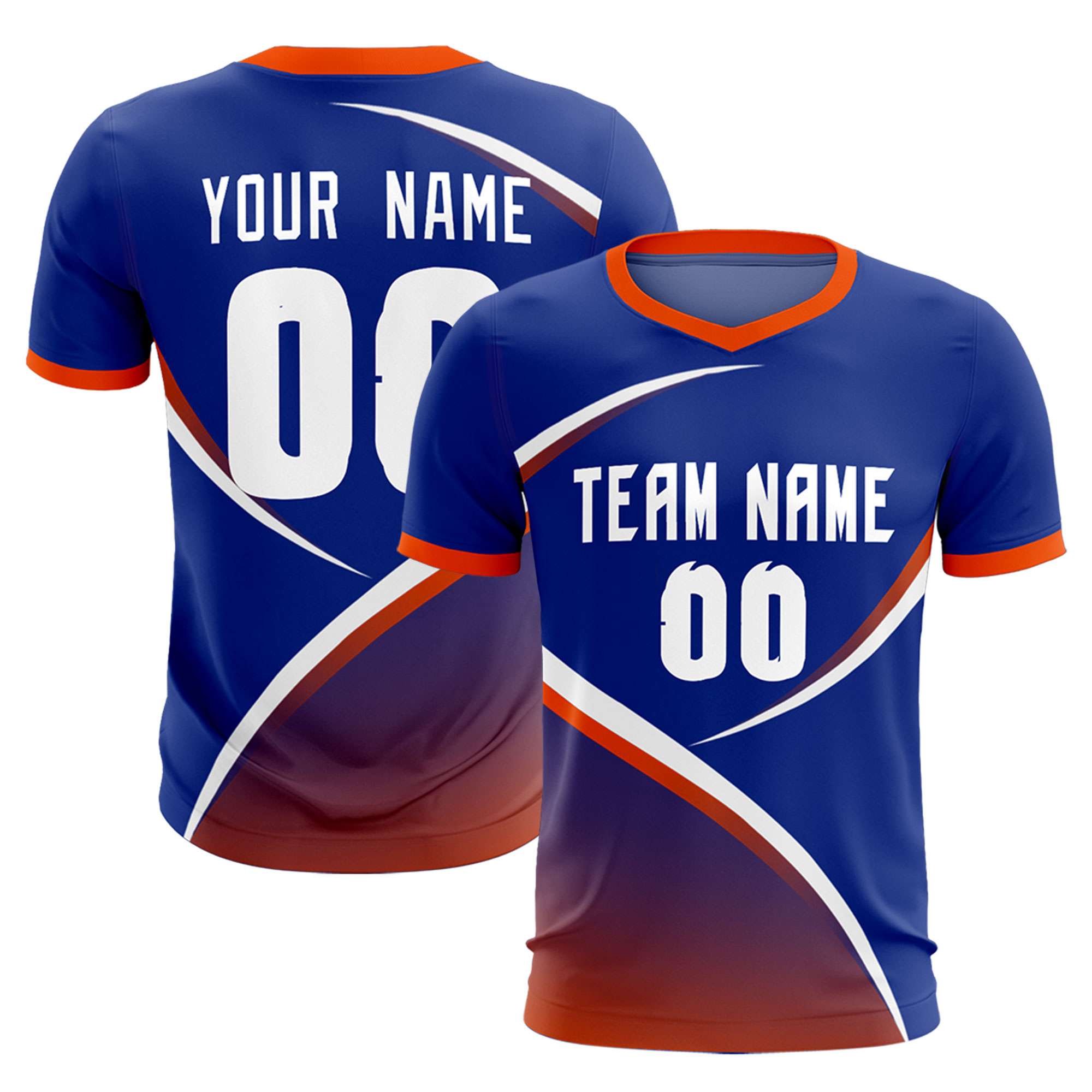 Custom Royal Orange Color Block Training Uniform For Men Soccer Sets Jersey