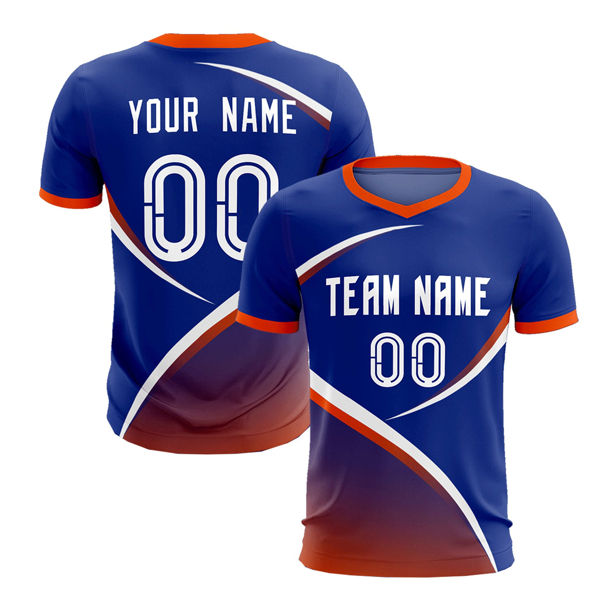 Custom Royal Orange Color Block Training Uniform For Men Soccer Sets Jersey