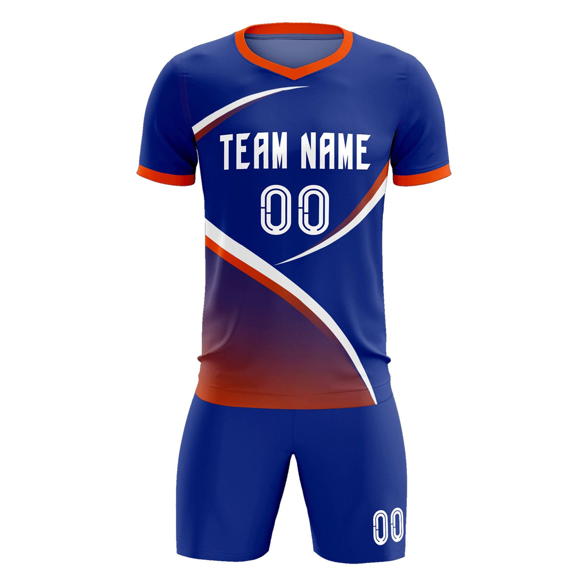 Custom Royal Orange Color Block Training Uniform For Men Soccer Sets Jersey