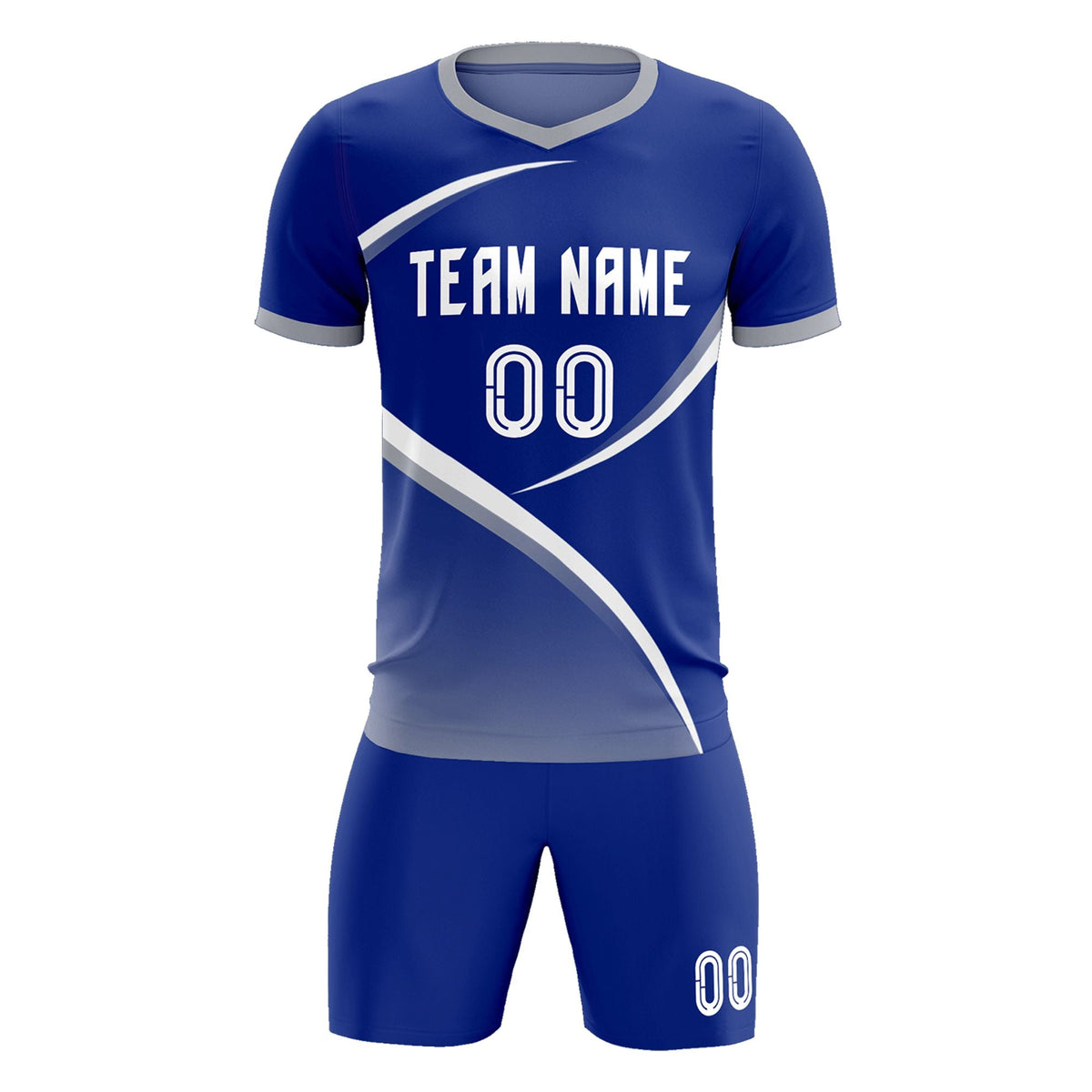 Custom Royal Gray Color Block Training Uniform For Men Soccer Sets Jersey