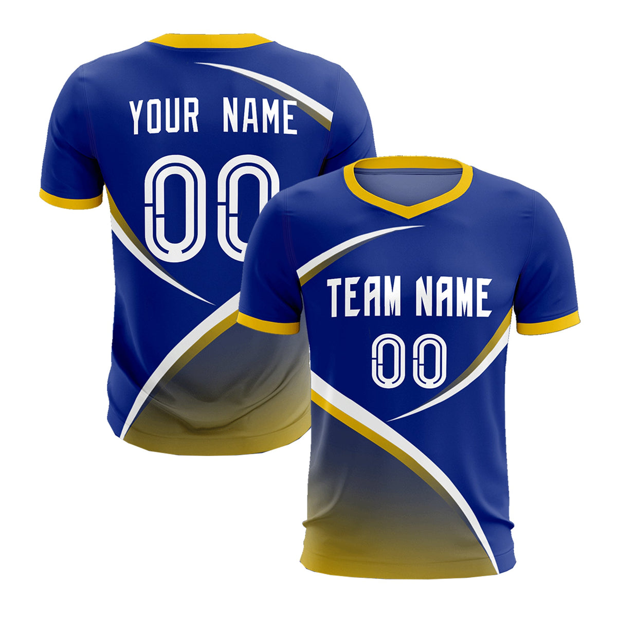 Custom Royal Gold Color Block Training Uniform For Men Soccer Sets Jersey