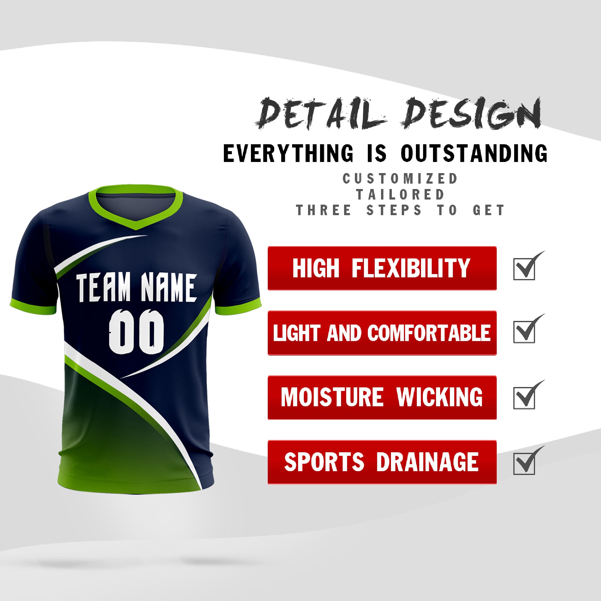 Custom Navy Neon Green Color Block Training Uniform For Men Soccer Sets Jersey