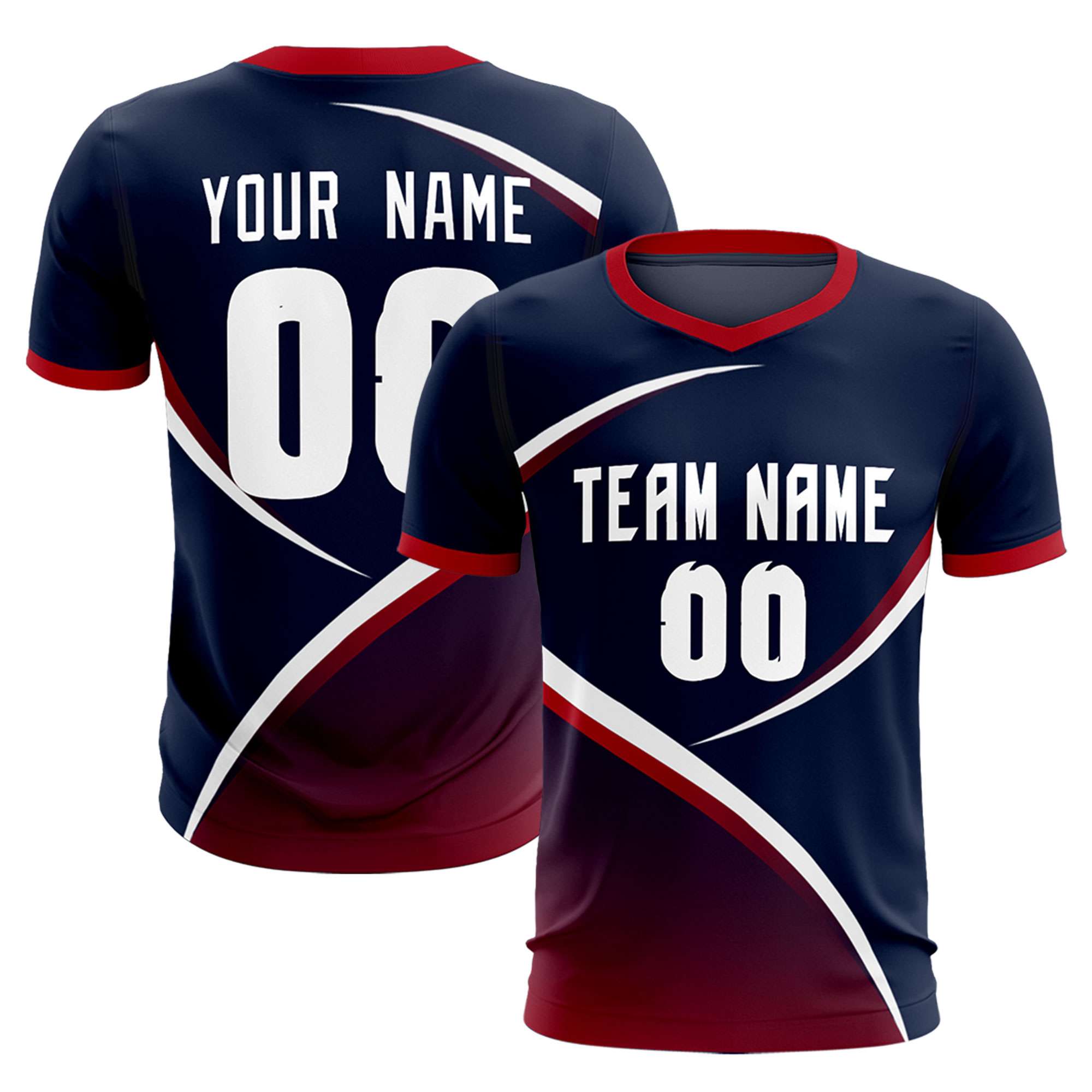 Custom Navy Red Color Block Training Uniform For Men Soccer Sets Jersey