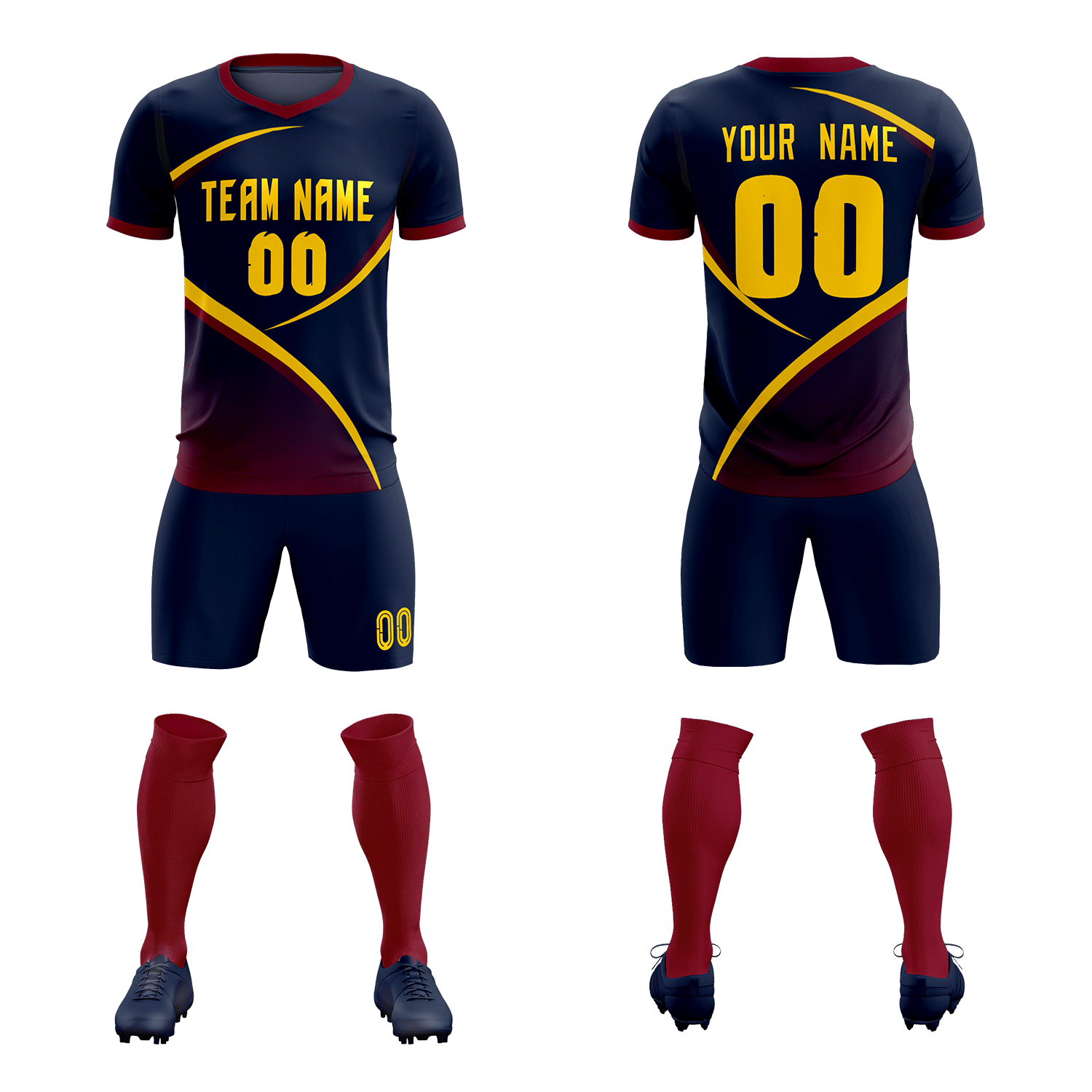 Custom Navy Navy Color Block Training Uniform For Men Soccer Sets Jersey