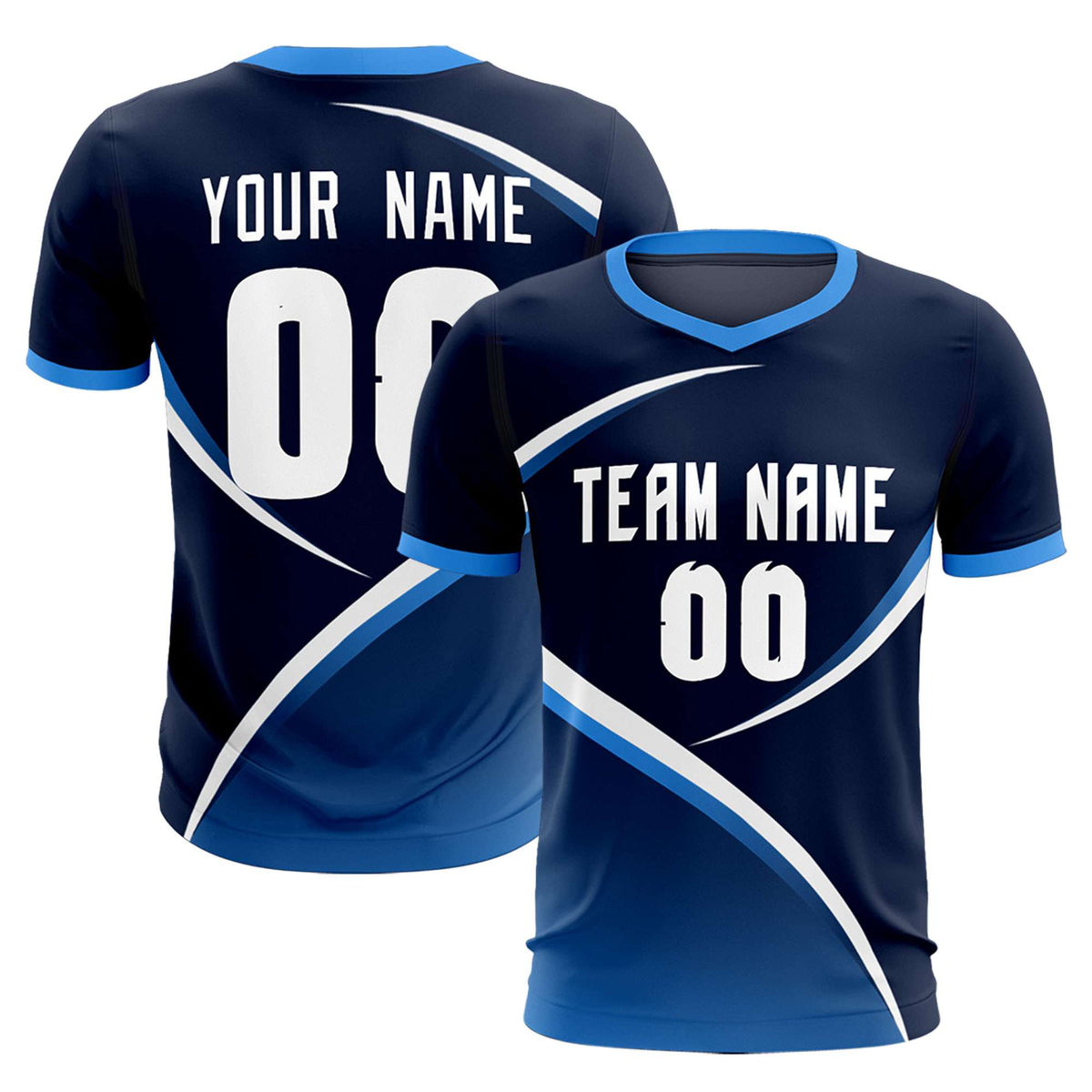 Custom Navy Powder Blue Color Block Training Uniform For Men Soccer Sets Jersey