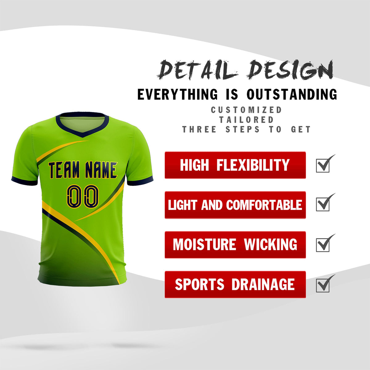 Custom Neon Green Navy Color Block Training Uniform For Men Football Kits Jersey