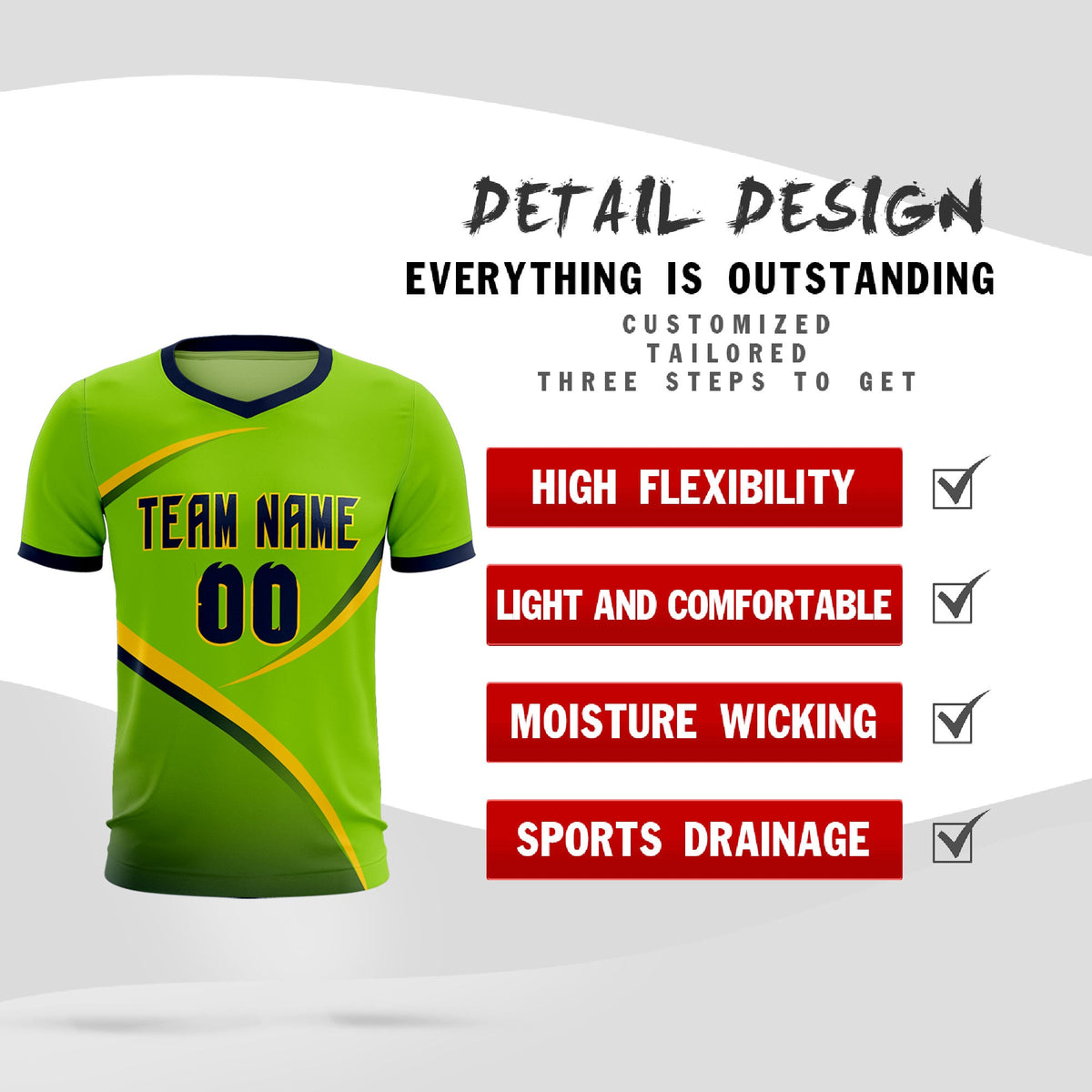 Custom Neon Green Navy Color Block Training Uniform For Men Soccer Sets Jersey