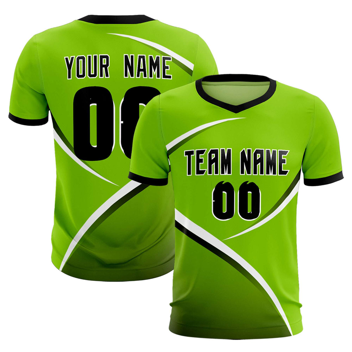 Custom Neon Green Black Color Block Training Uniform For Men Soccer Sets Jersey