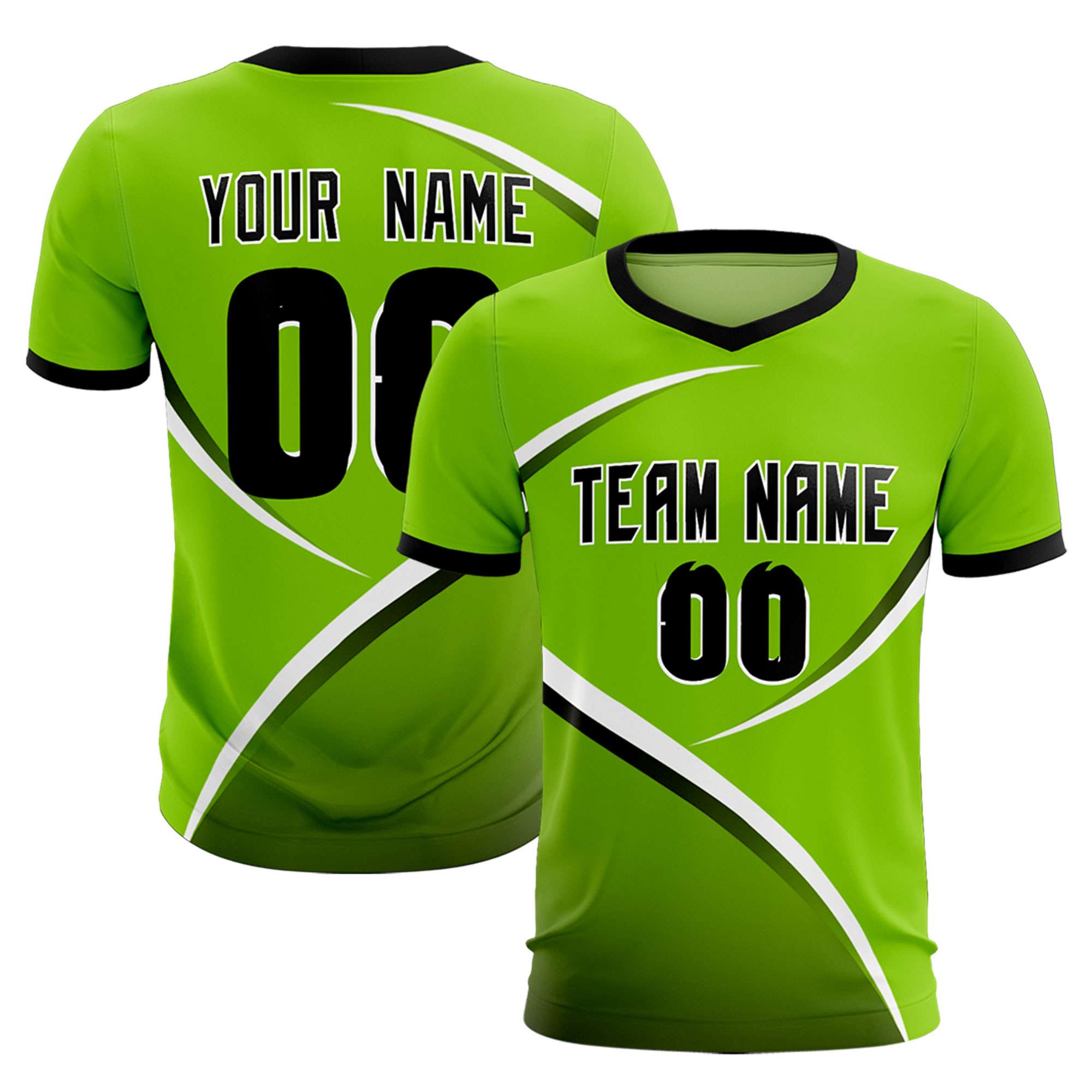 Custom Neon Green Black Color Block Training Uniform For Men Soccer Sets Jersey