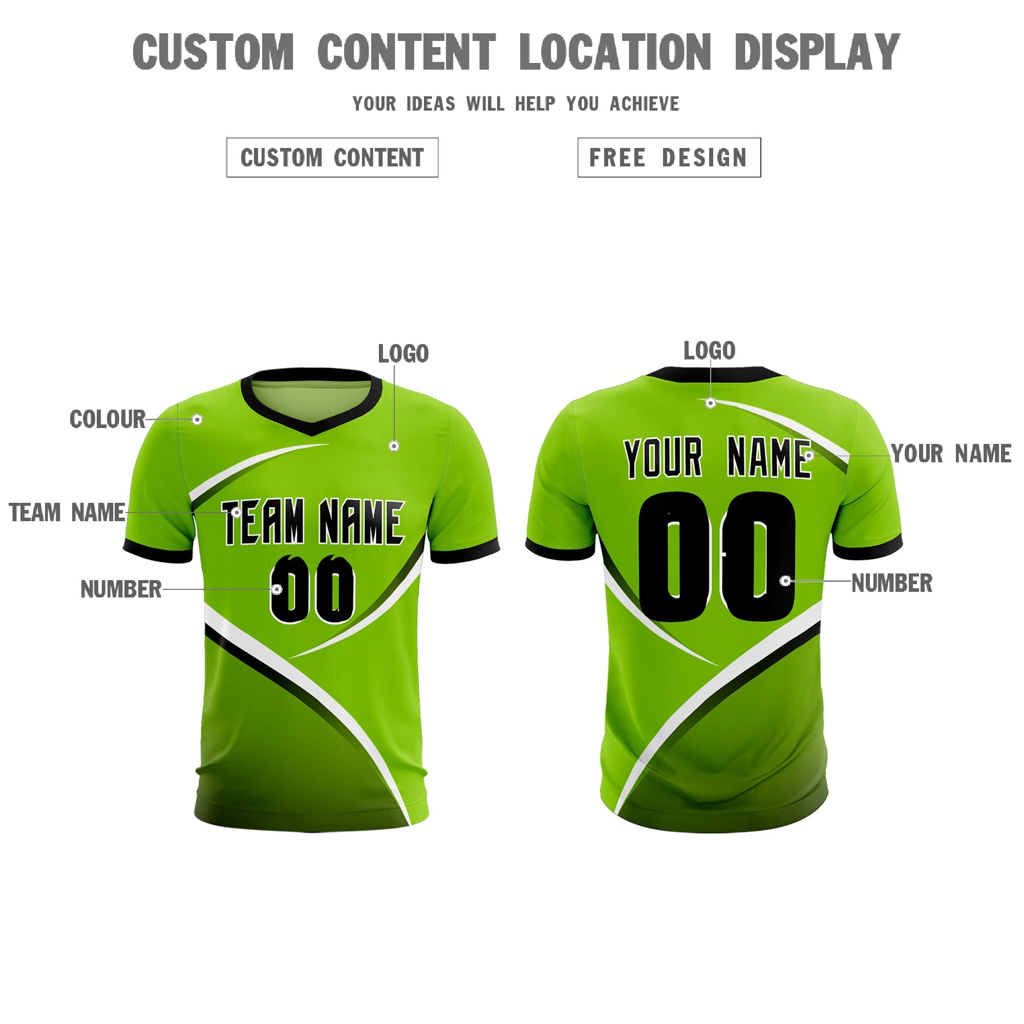 Custom Neon Green Black Color Block Training Uniform For Men Soccer Sets Jersey
