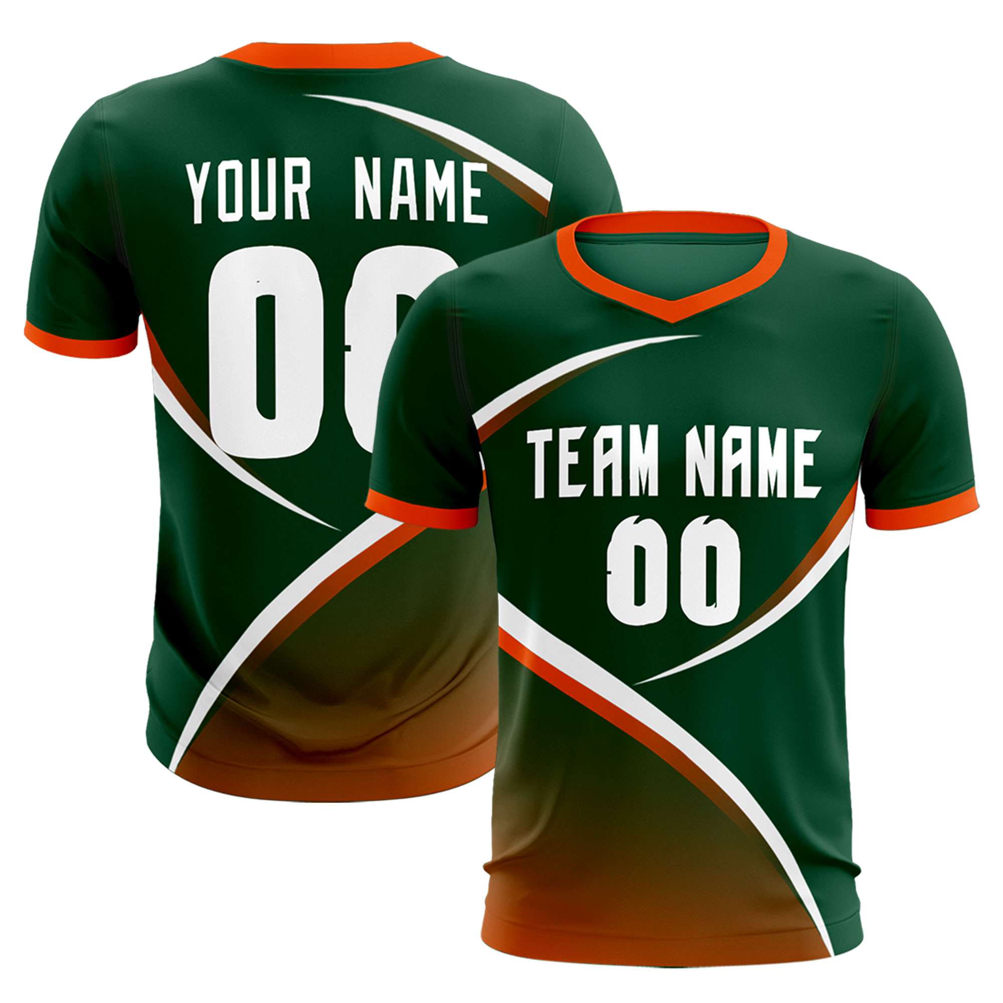 Custom Green Orange Color Block Training Uniform For Men Soccer Sets Jersey