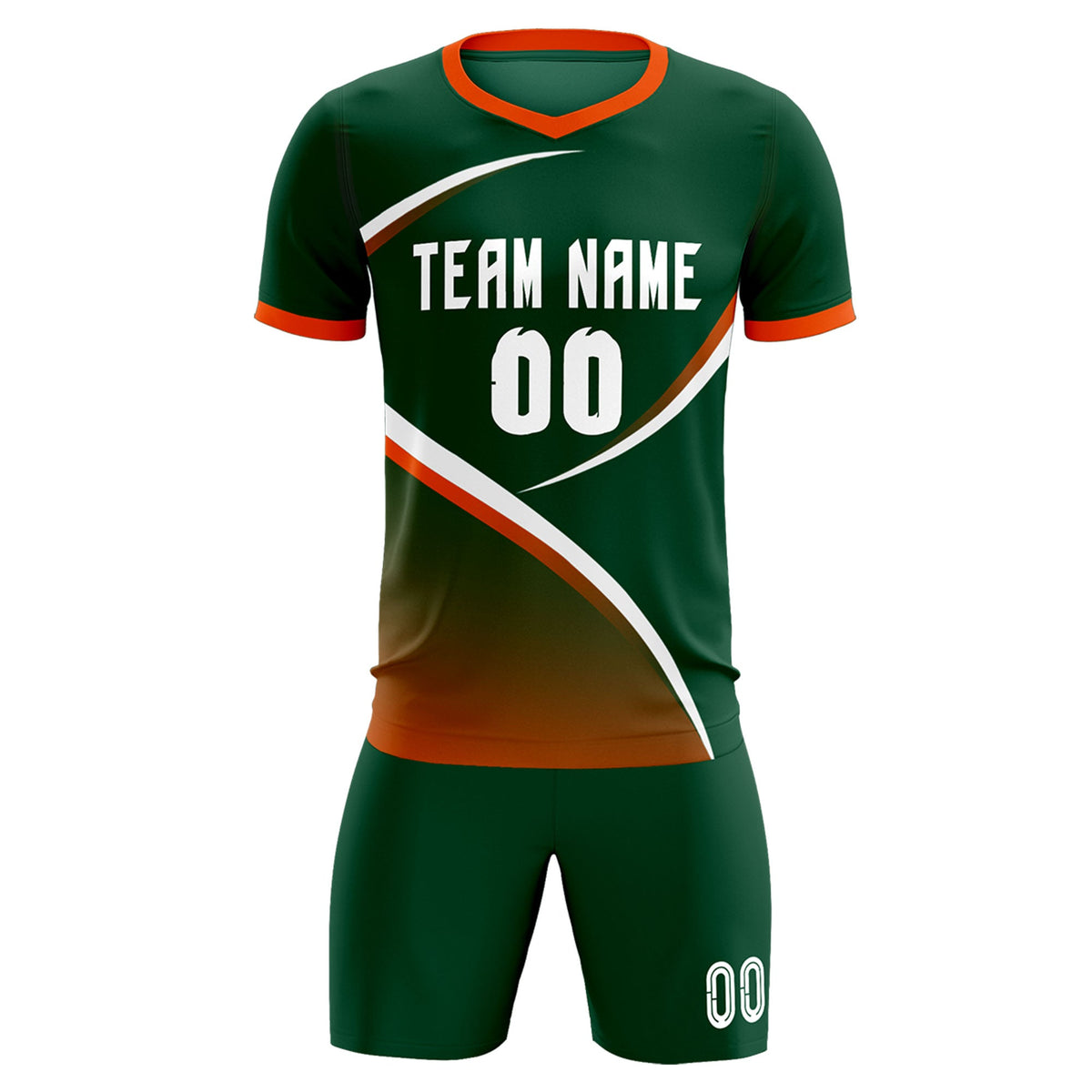 Custom Green Orange Color Block Training Uniform For Men Soccer Sets Jersey