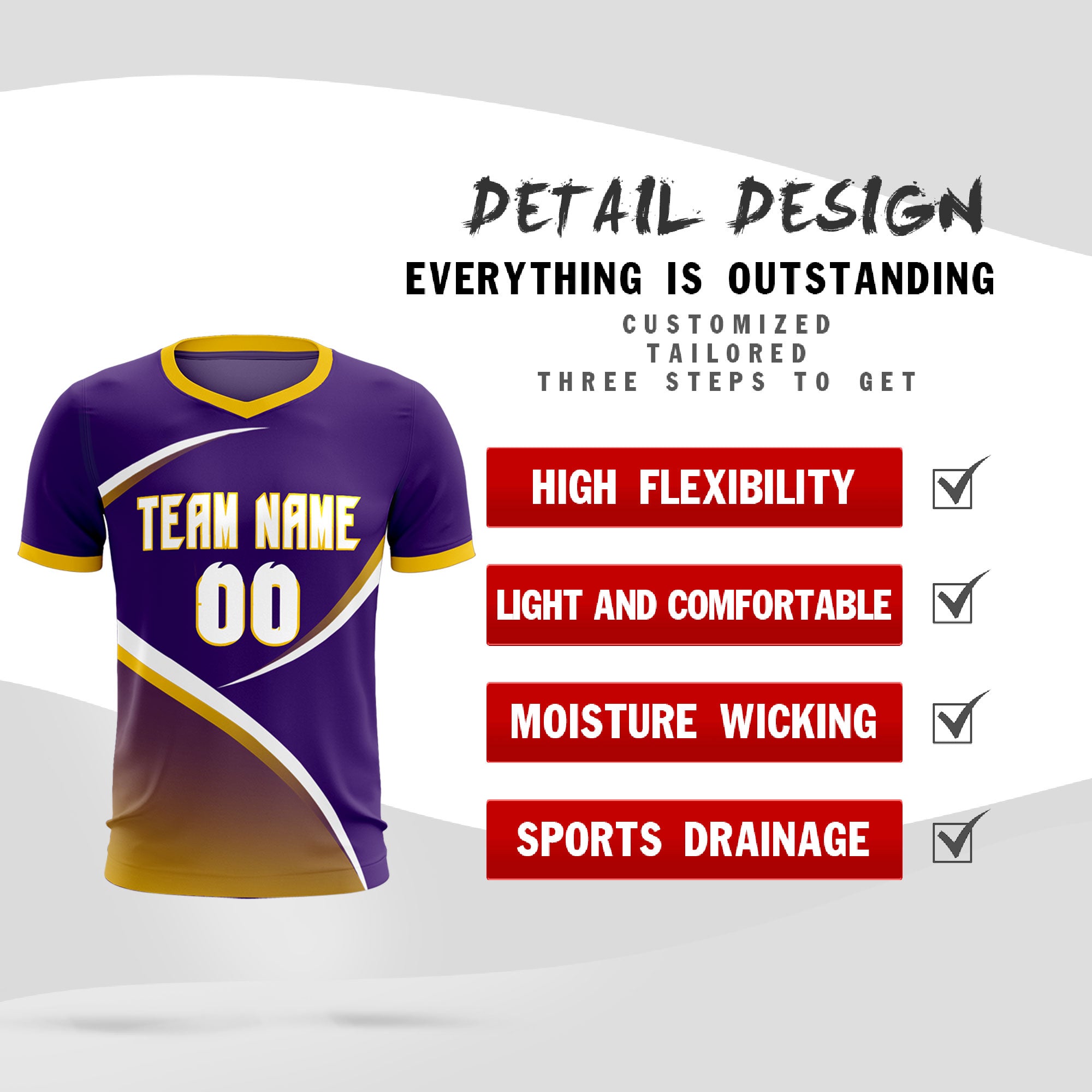 Custom Purple Gold Color Block Training Uniform For Men Soccer Sets Jersey