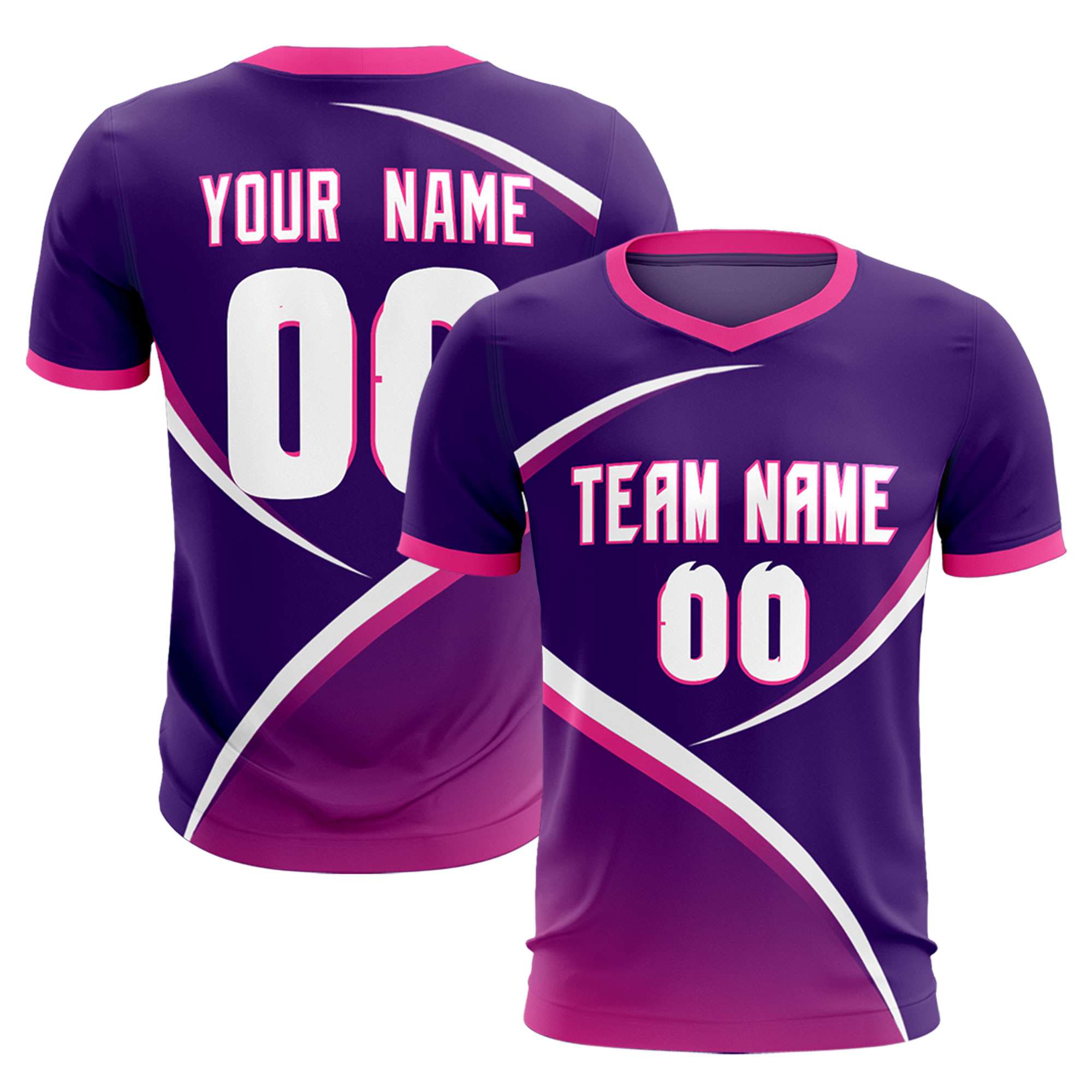 Custom Purple Pink Color Block Training Uniform For Men Soccer Sets Jersey
