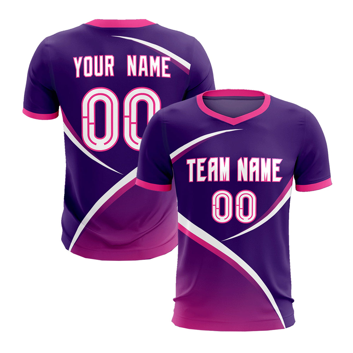 Custom Purple Pink Color Block Training Uniform For Men Soccer Sets Jersey