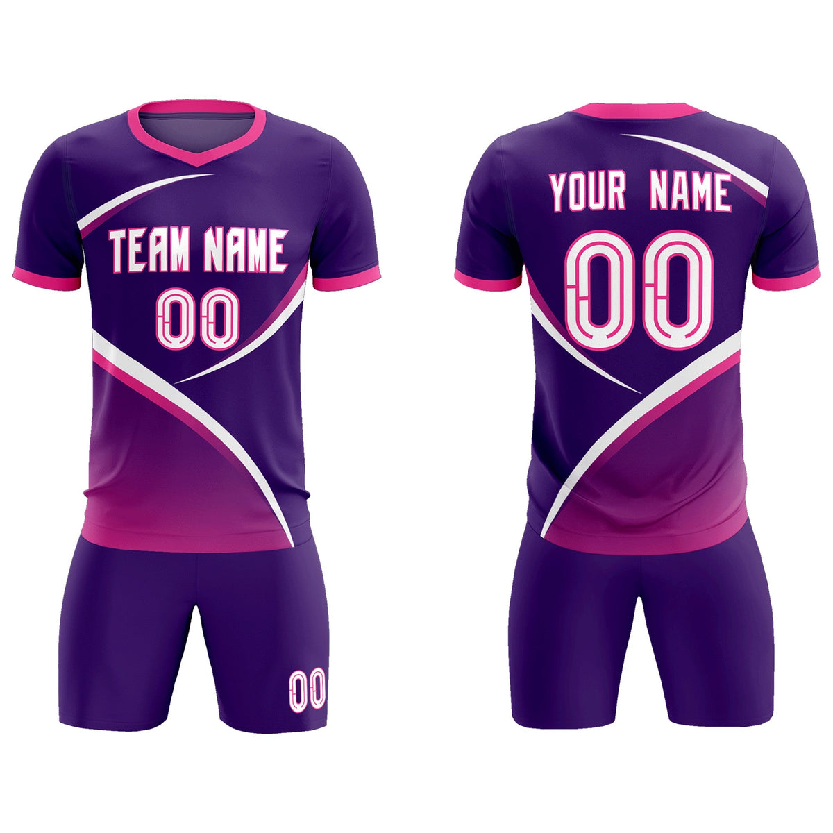 Custom Purple Pink Color Block Training Uniform For Men Soccer Sets Jersey