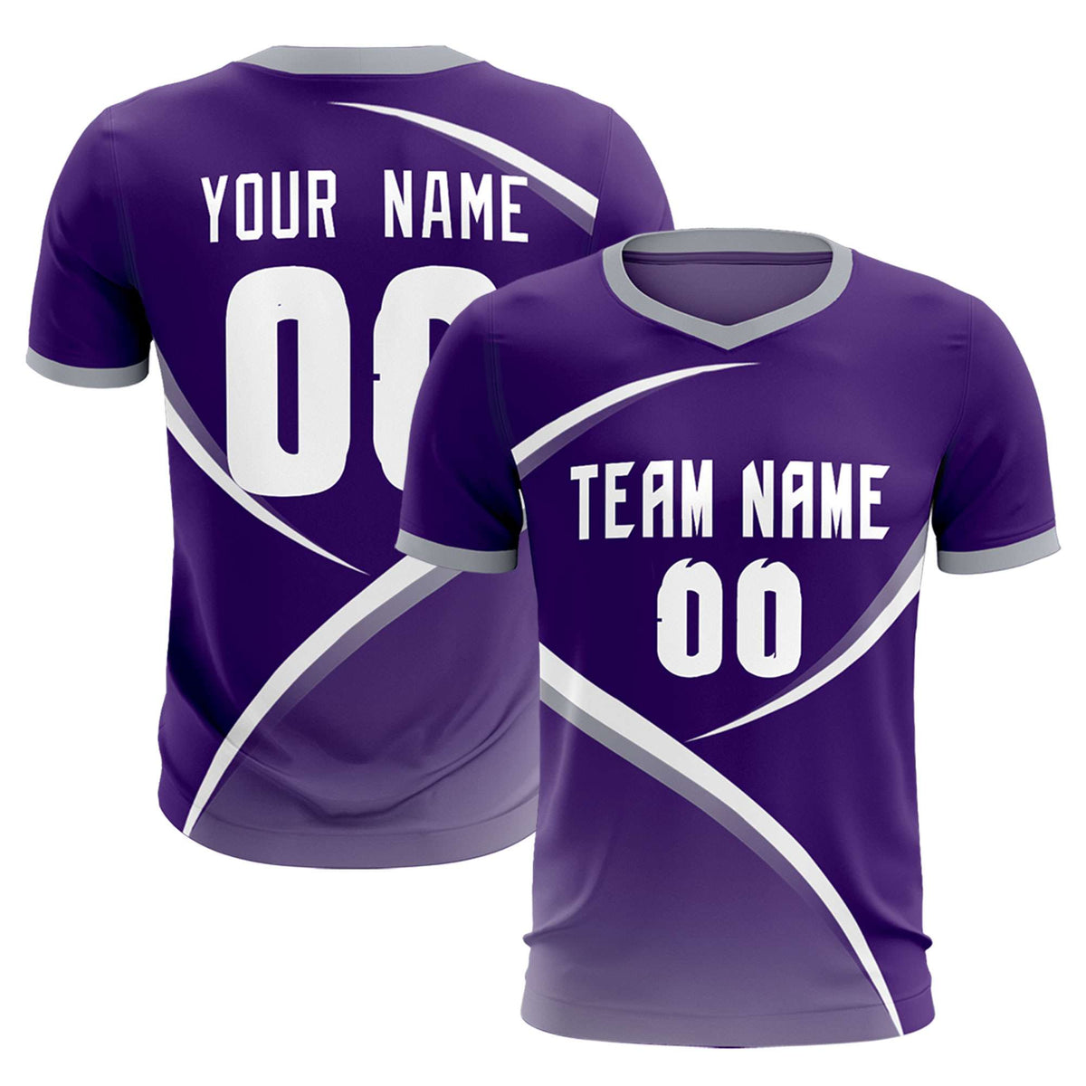 Custom Purple Gray Color Block Training Uniform For Men Soccer Sets Jersey