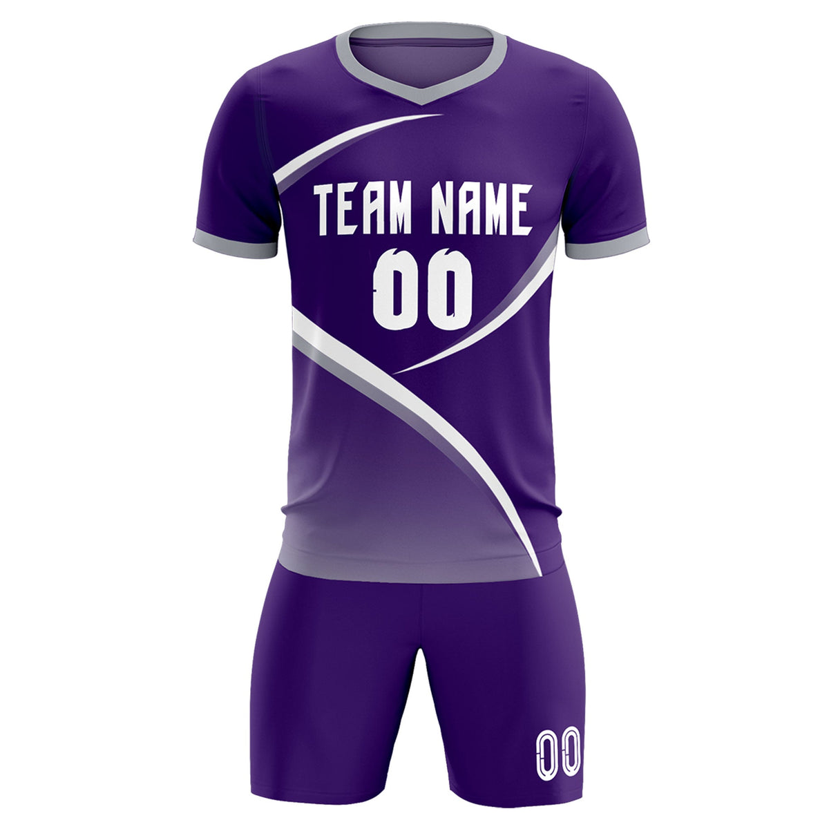 Custom Purple Gray Color Block Training Uniform For Men Soccer Sets Jersey