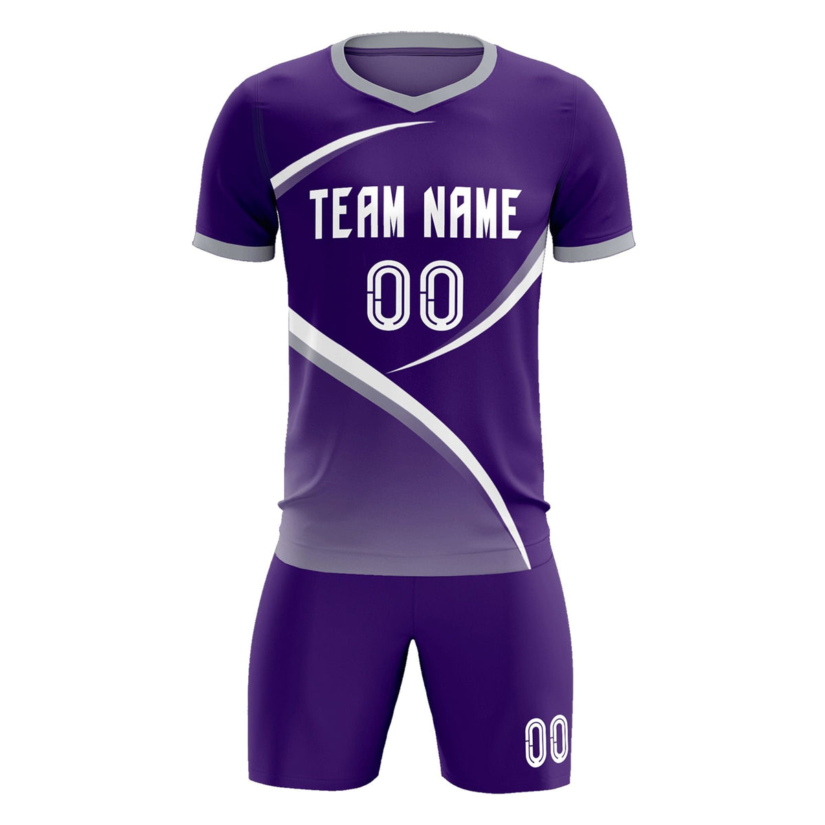 Custom Purple Gray Color Block Training Uniform For Men Soccer Sets Jersey