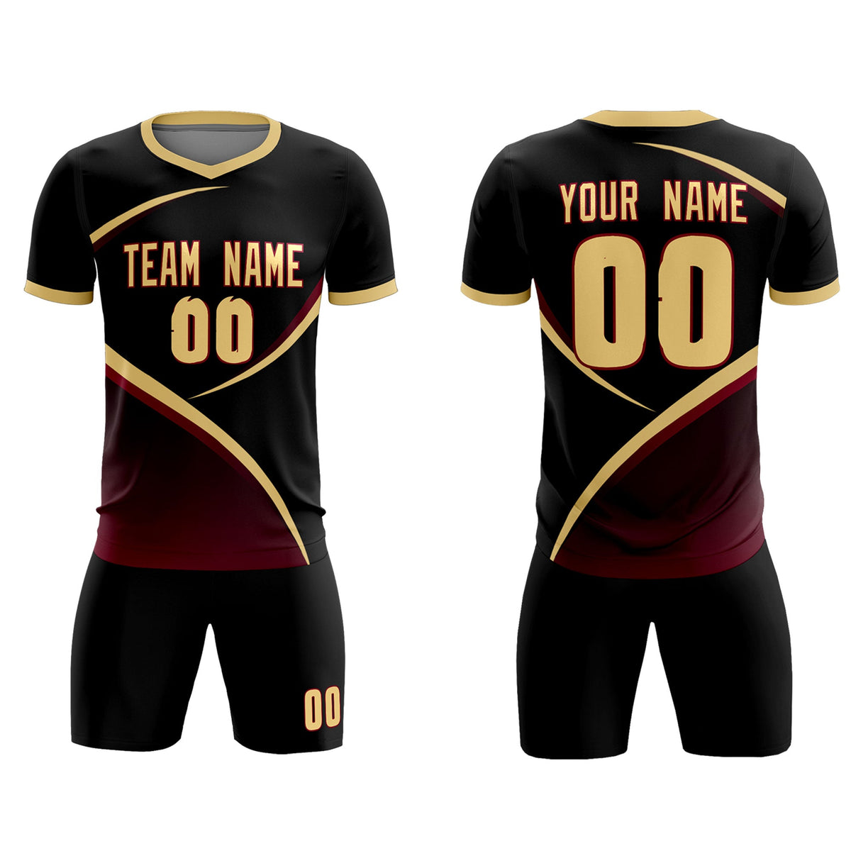 Custom Black Khaki Color Block Training Uniform For Men Soccer Sets Jersey