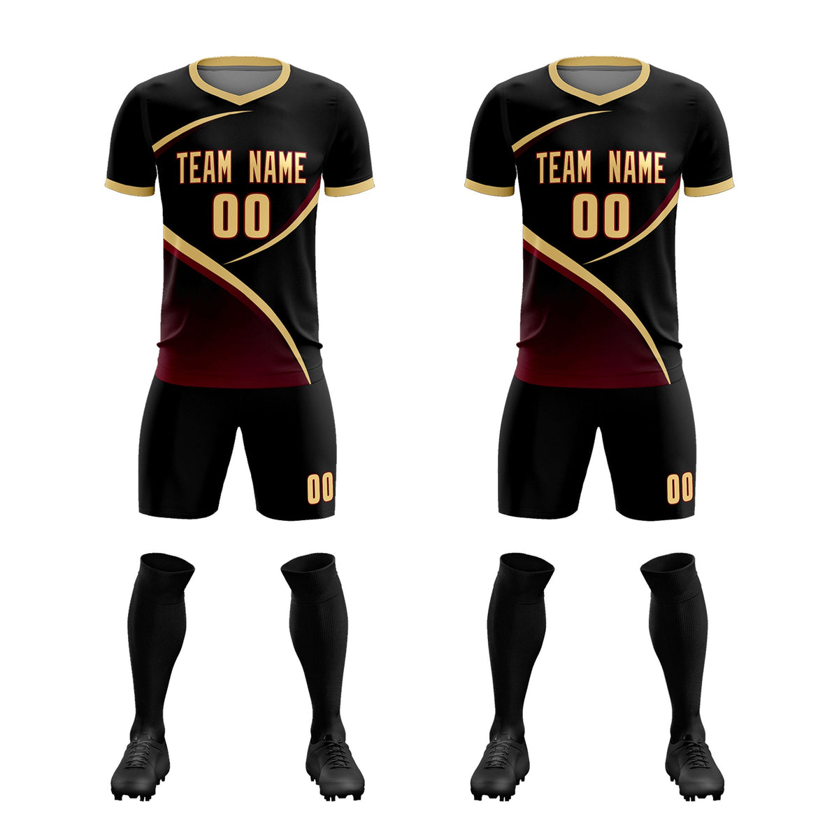 Custom Black Khaki Color Block Training Uniform For Men Soccer Sets Jersey