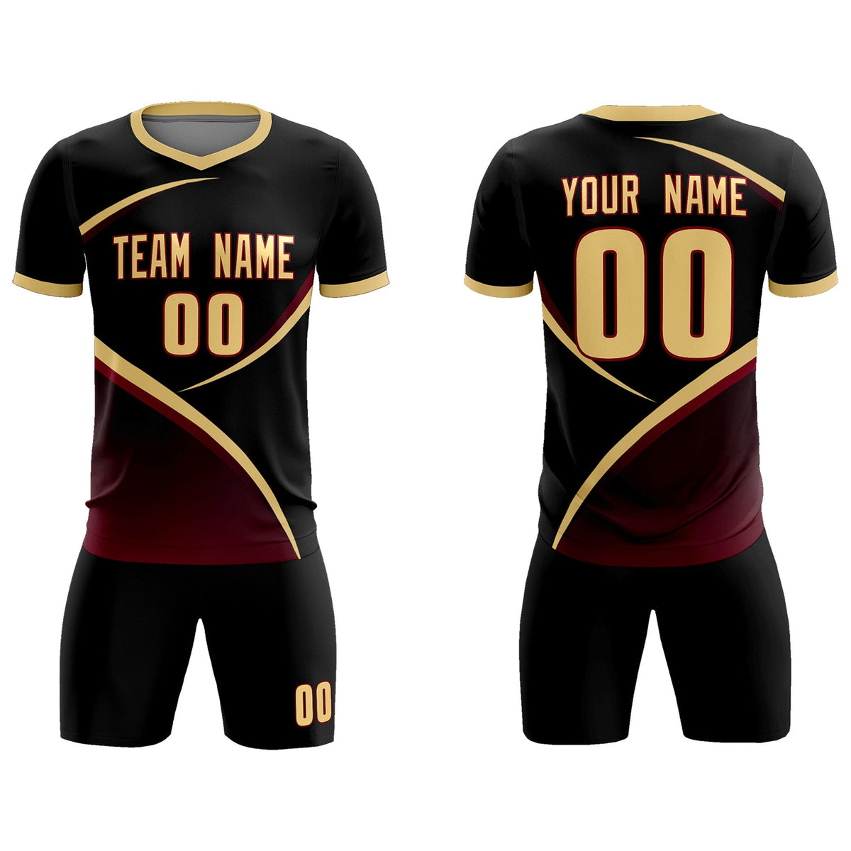 Custom Black Khaki Color Block Training Uniform For Men Soccer Sets Jersey