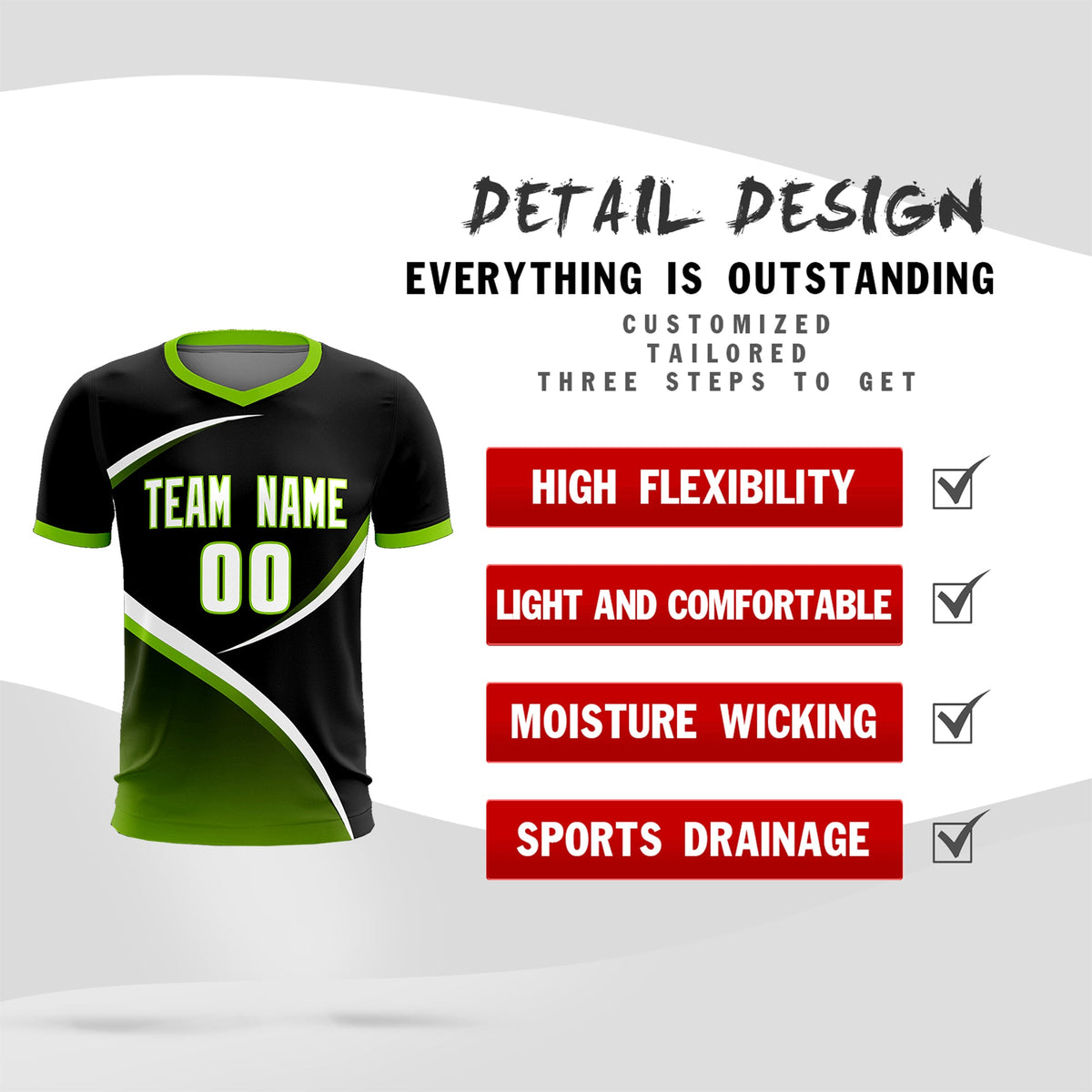 Custom Black Neon Green Color Block Training Uniform For Men Soccer Sets Jersey