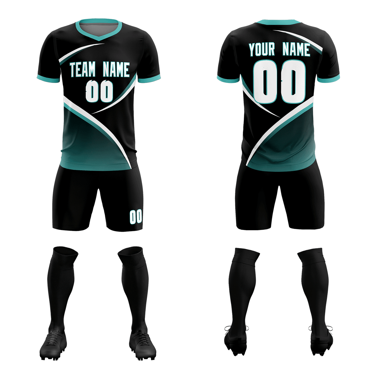 Custom Black Bright Green Color Block Training Uniform For Men Soccer Sets Jersey