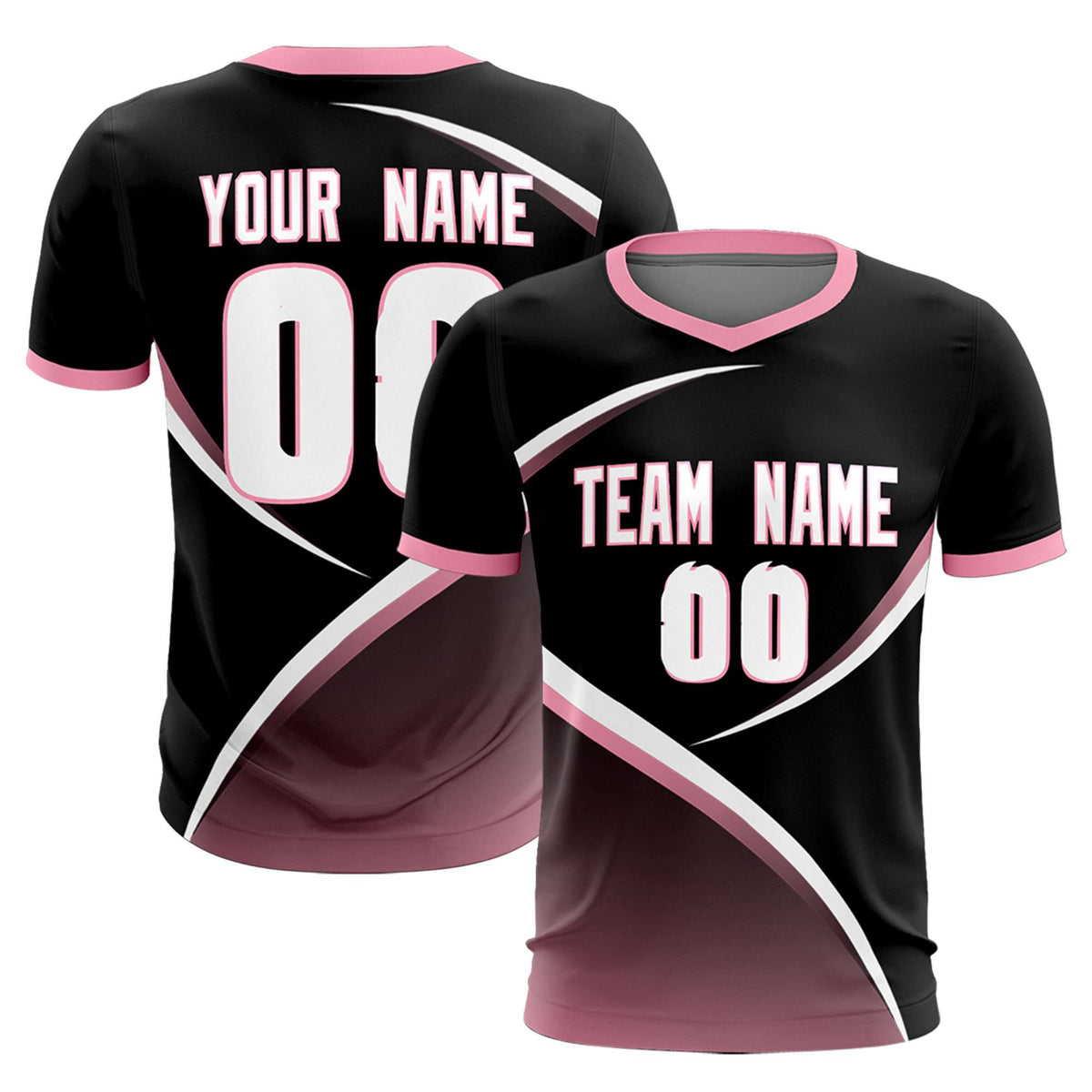Custom Black Light Pink Color Block Training Uniform For Men Soccer Sets Jersey