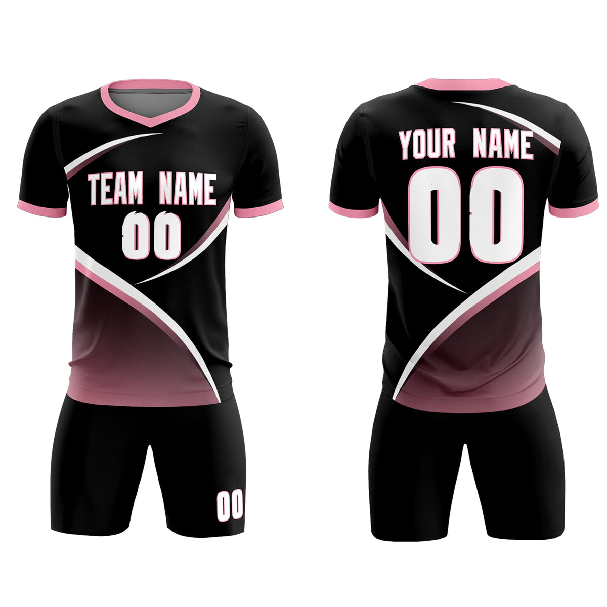 Custom Black Light Pink Color Block Training Uniform For Men Soccer Sets Jersey