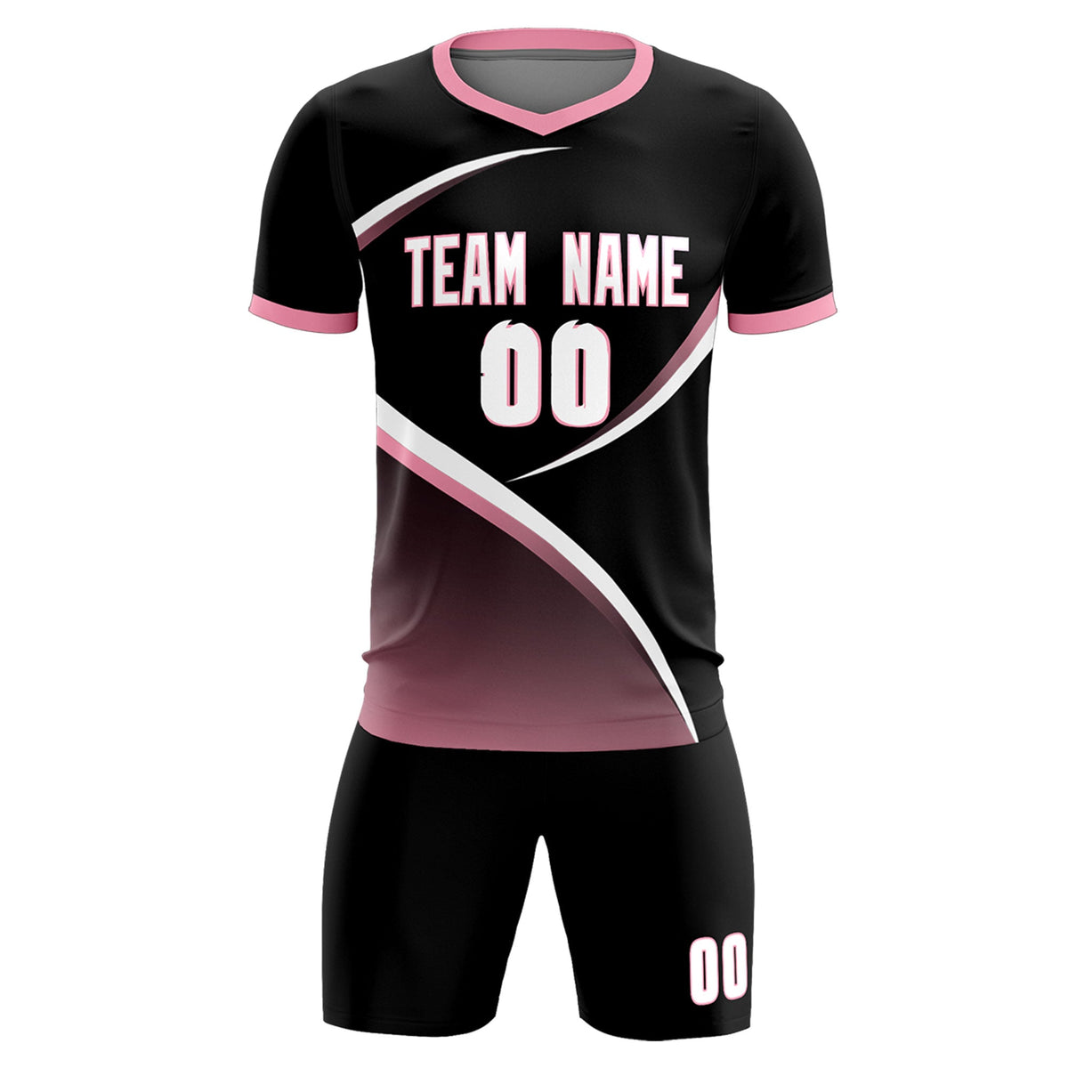 Custom Black Light Pink Color Block Training Uniform For Men Soccer Sets Jersey