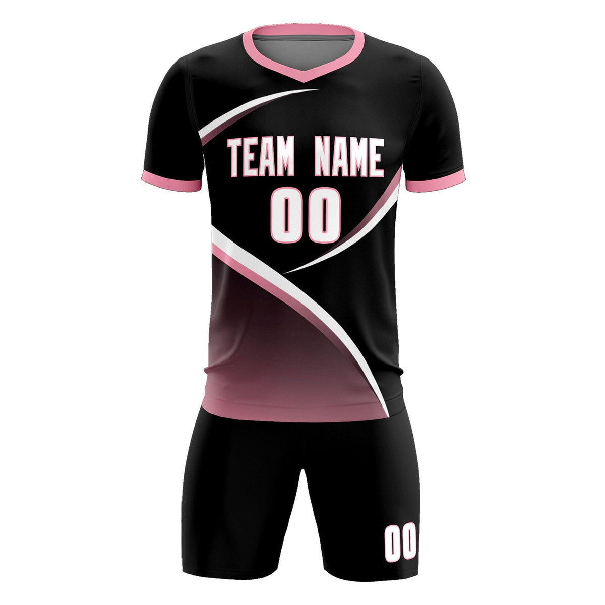 Custom Black Light Pink Color Block Training Uniform For Men Soccer Sets Jersey