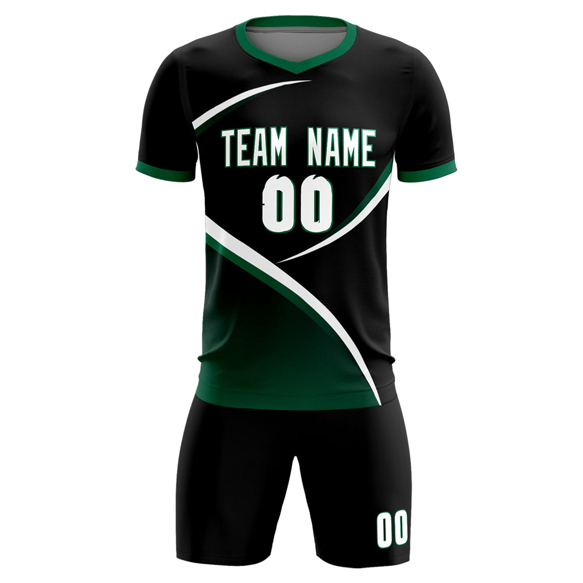 Custom Black Kelly Green Color Block Training Uniform For Men Soccer Sets Jersey