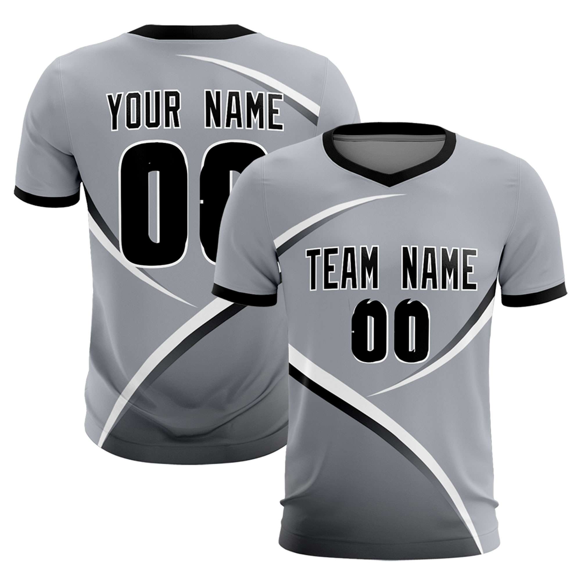 Custom Gray Black Color Block Training Uniform For Men Soccer Sets Jersey