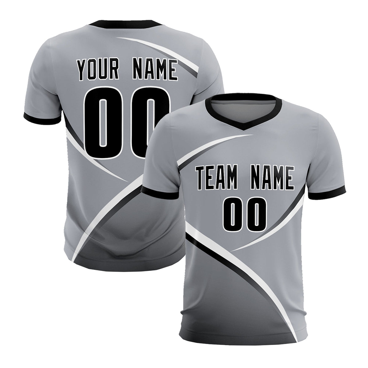 Custom Gray Black Color Block Training Uniform For Men Football Kits Jersey