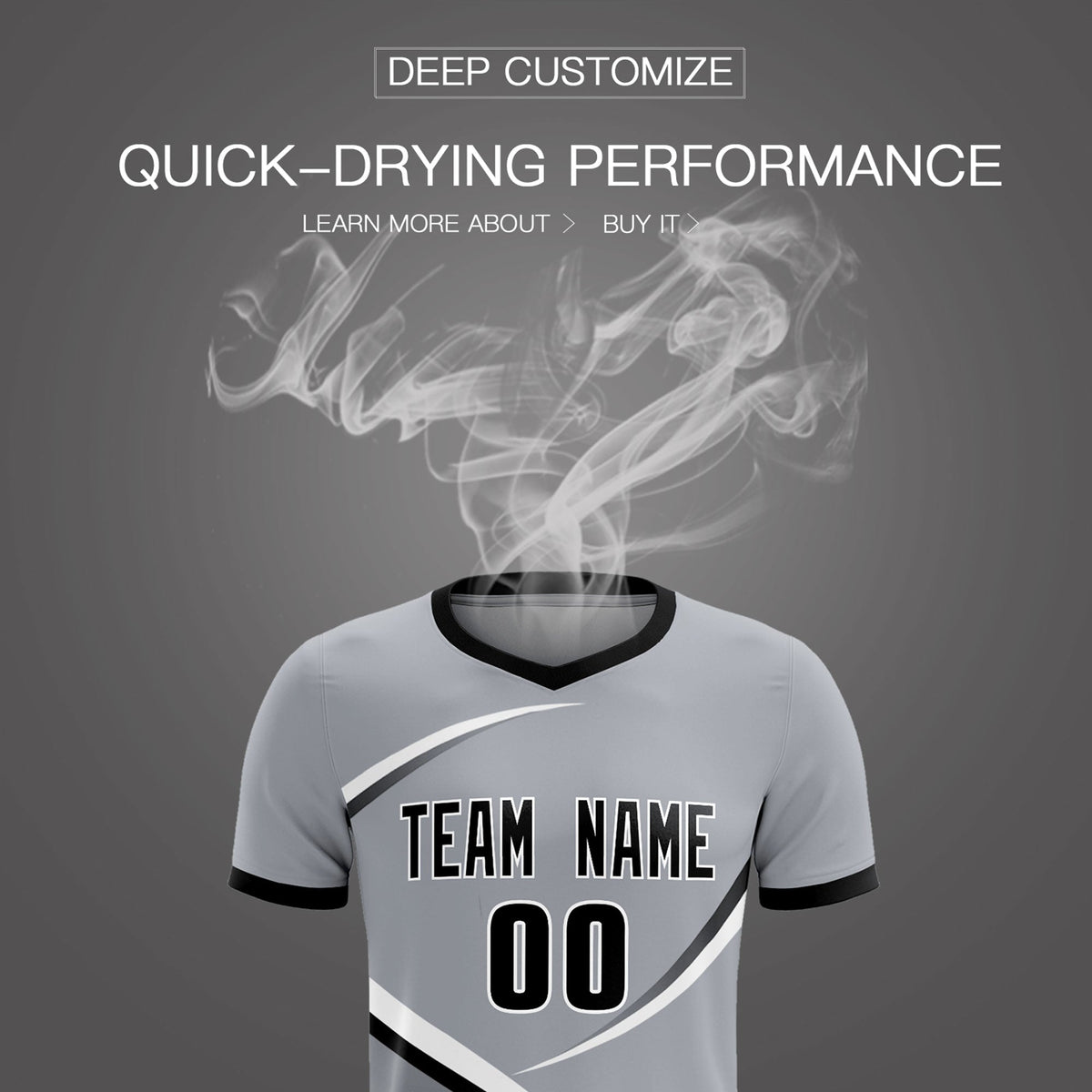 Custom Gray Black Color Block Training Uniform For Men Football Kits Jersey