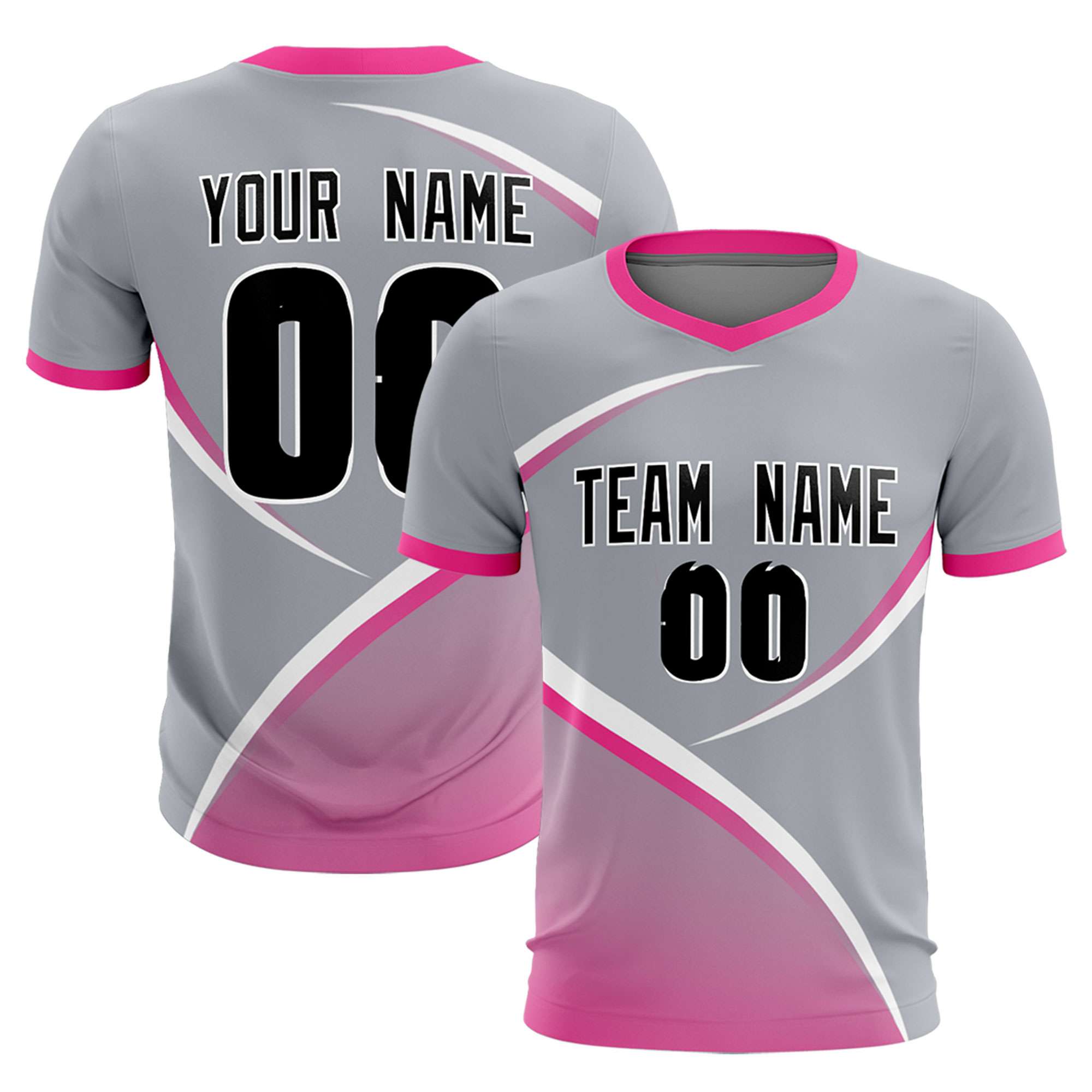 Custom Gray Pink Color Block Training Uniform For Men Soccer Sets Jersey