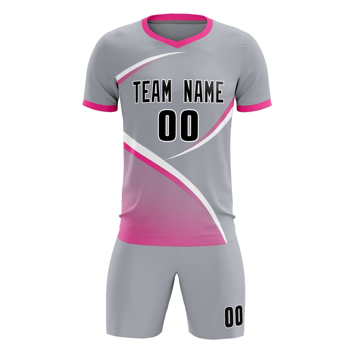 Custom Gray Pink Color Block Training Uniform For Men Football Kits Jersey