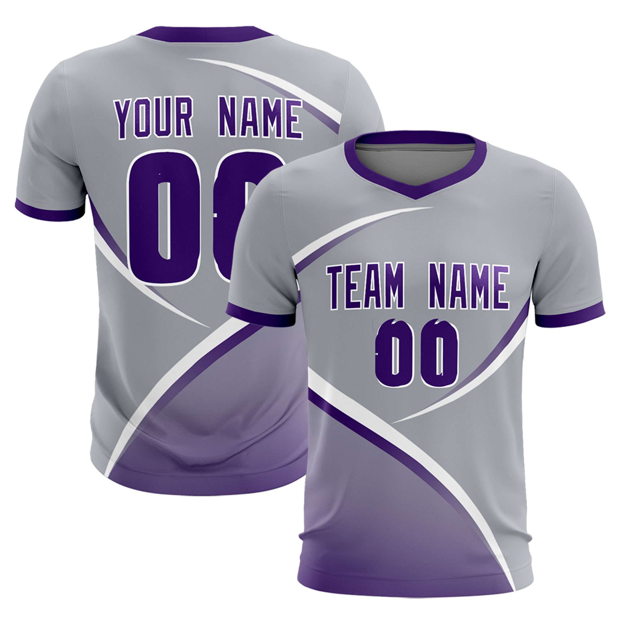 Custom Gray Purple Color Block Training Uniform For Men Soccer Sets Jersey