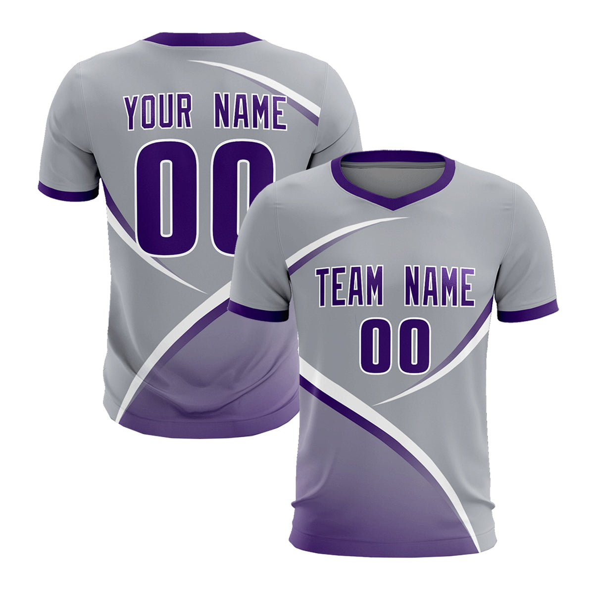 Custom Gray Purple Color Block Training Uniform For Men Football Kits Jersey